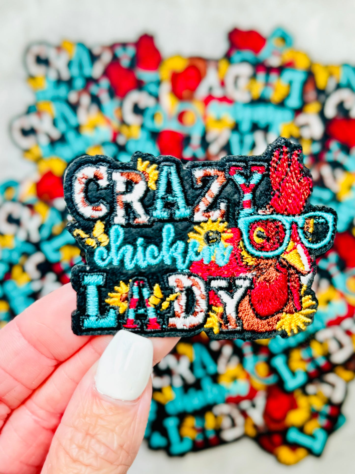 Crazy Chicken Lady Embroidered Patch