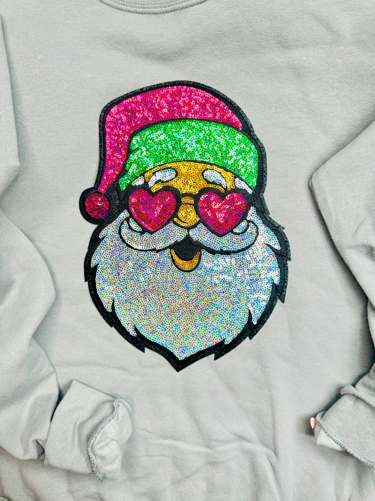 Santa With Heart Eyes Sequin Patch