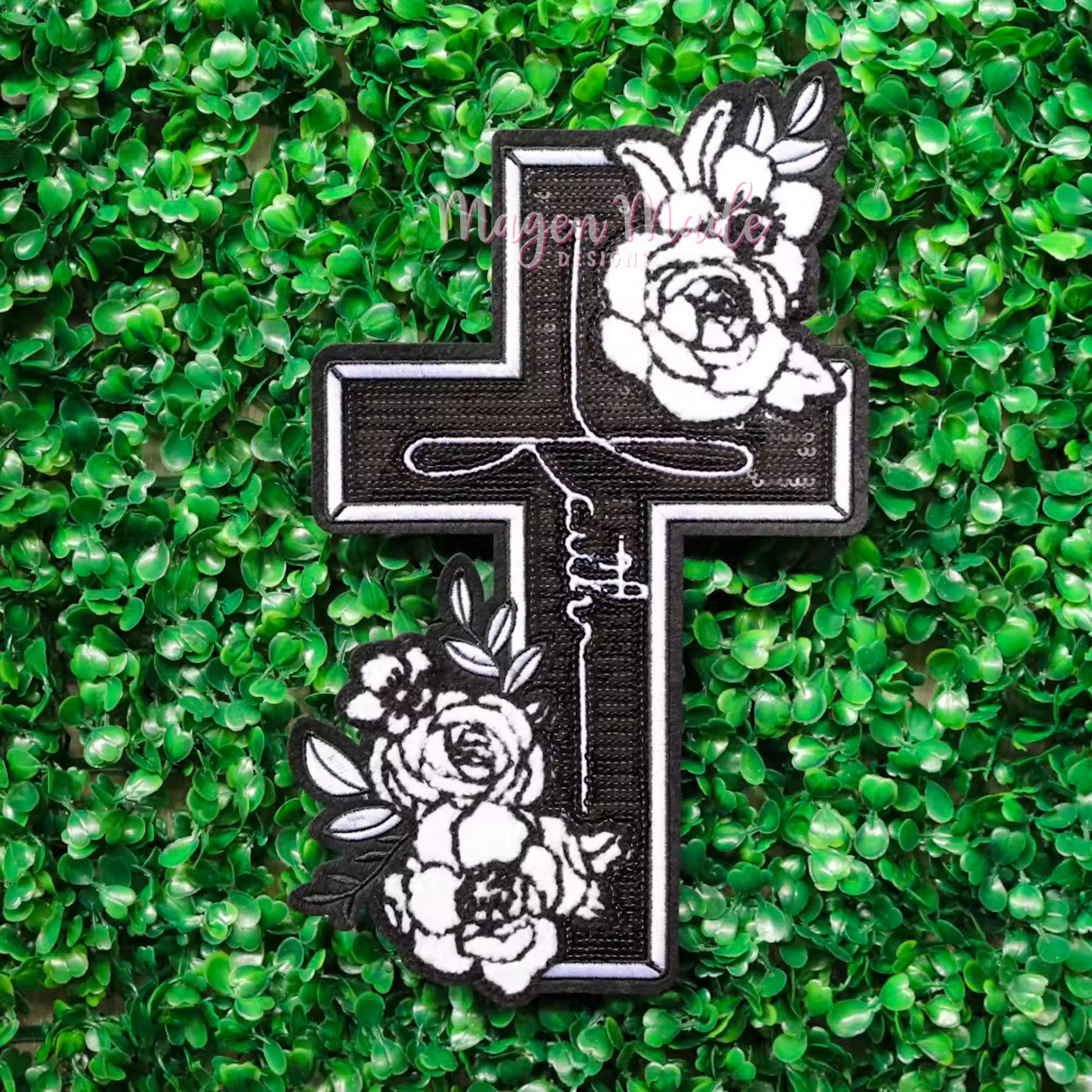 Faith Cross Chenille and Sequins Patch