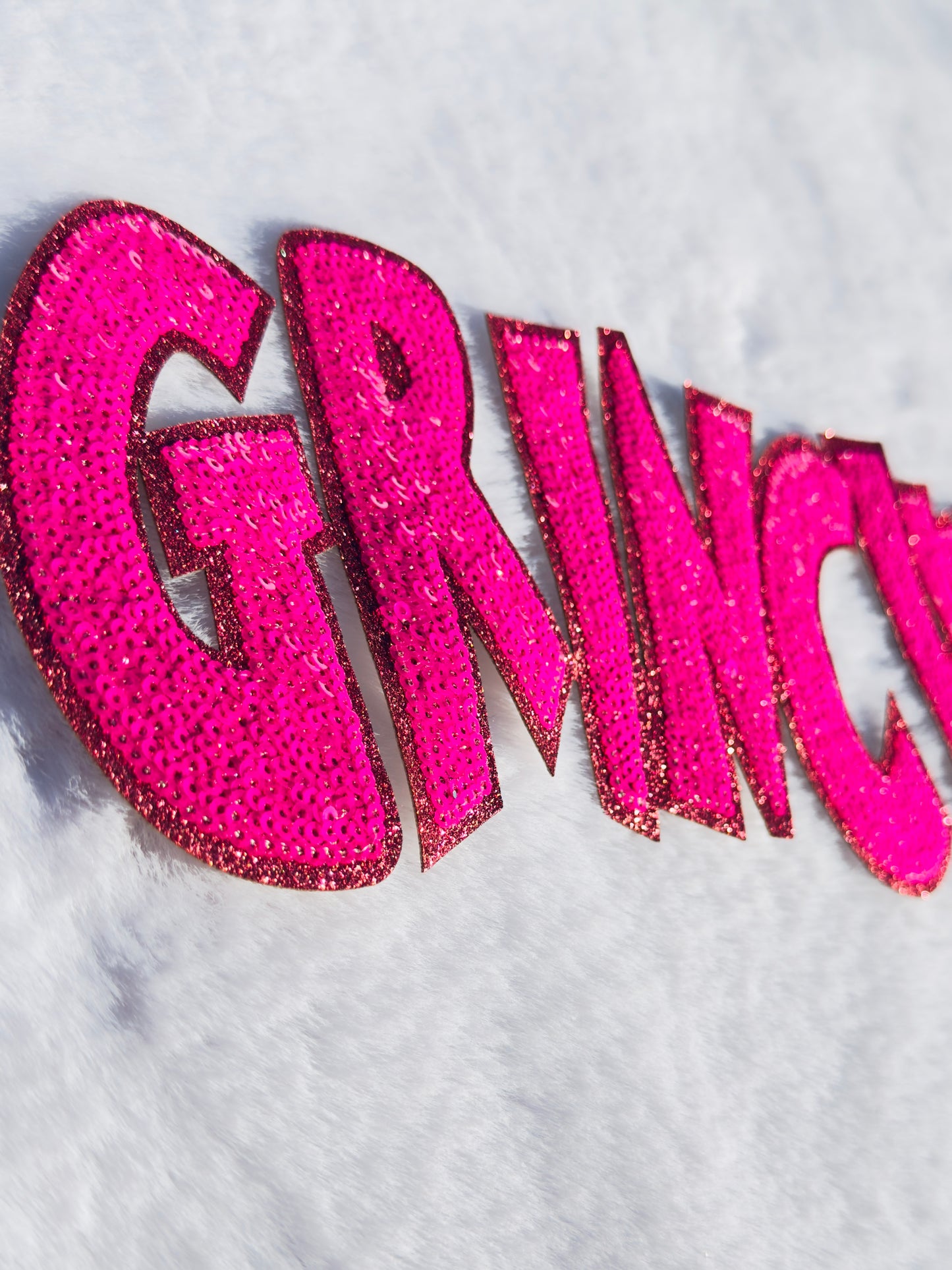 Pink Grinchy Sequin Patch