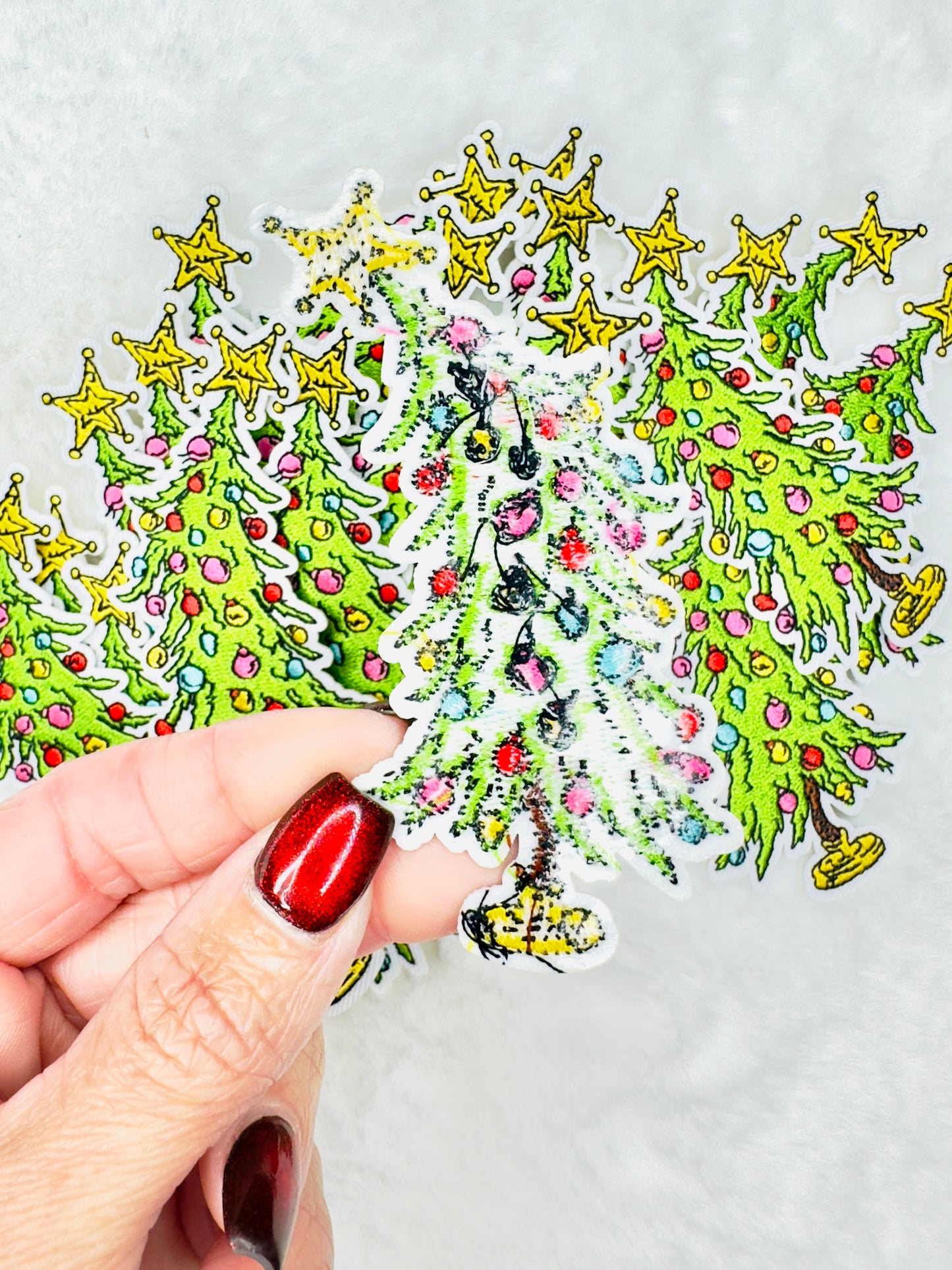 Leaning Christmas Tree Embroidered Patch