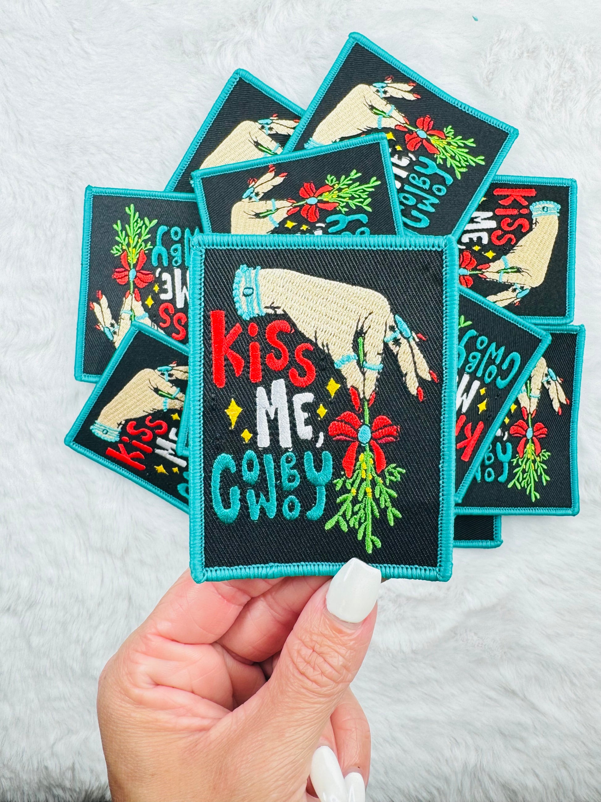 Kiss Me Cowboy Embroidered Patch