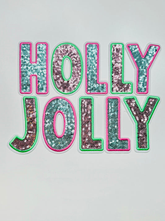 Pink Holly Jolly Sequins Patch