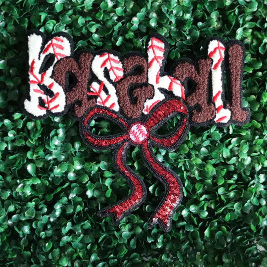 Coquette Baseball Chenille and Sequins Patch