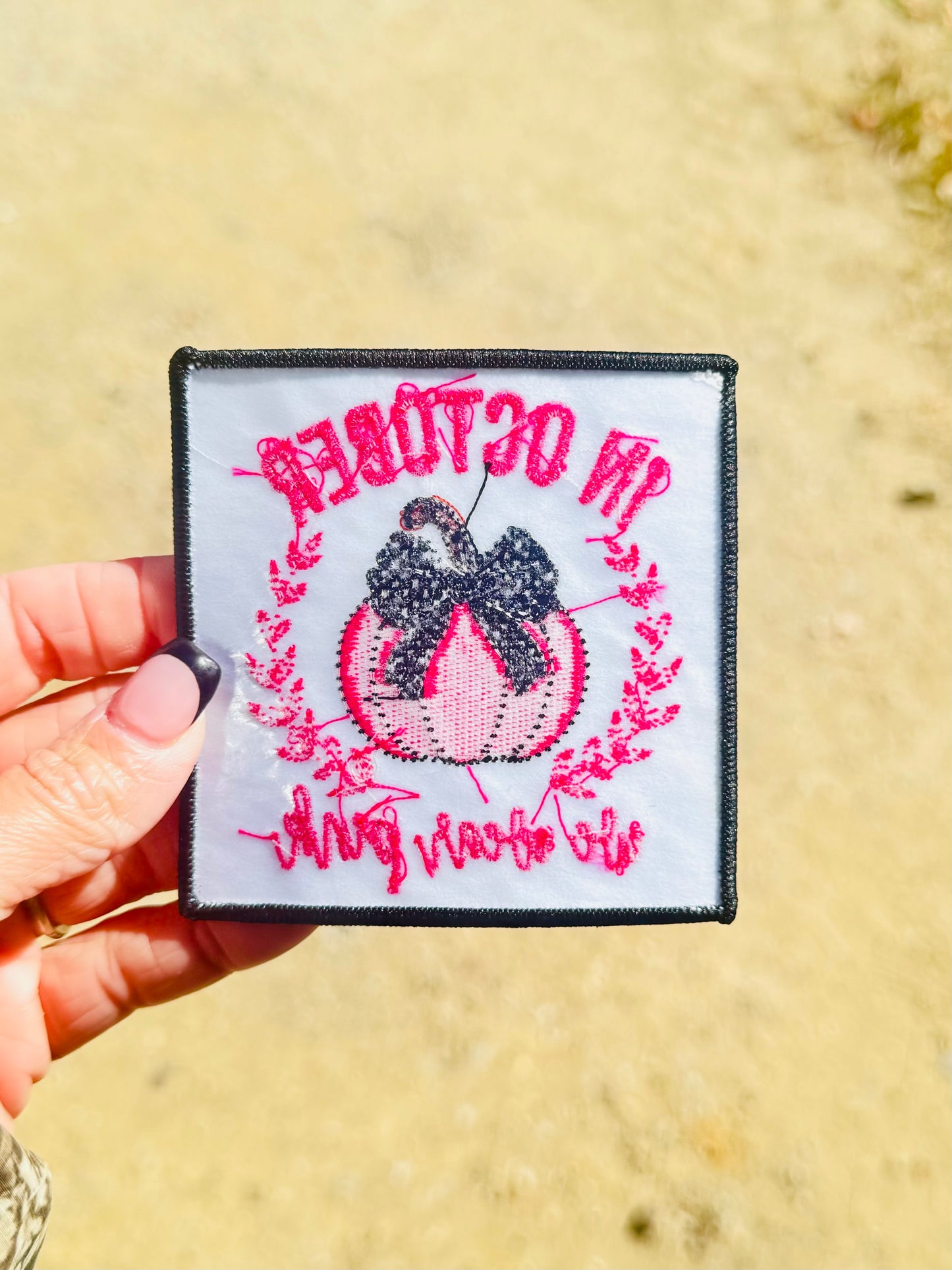 In October We Wear Pink Embroidered Patch