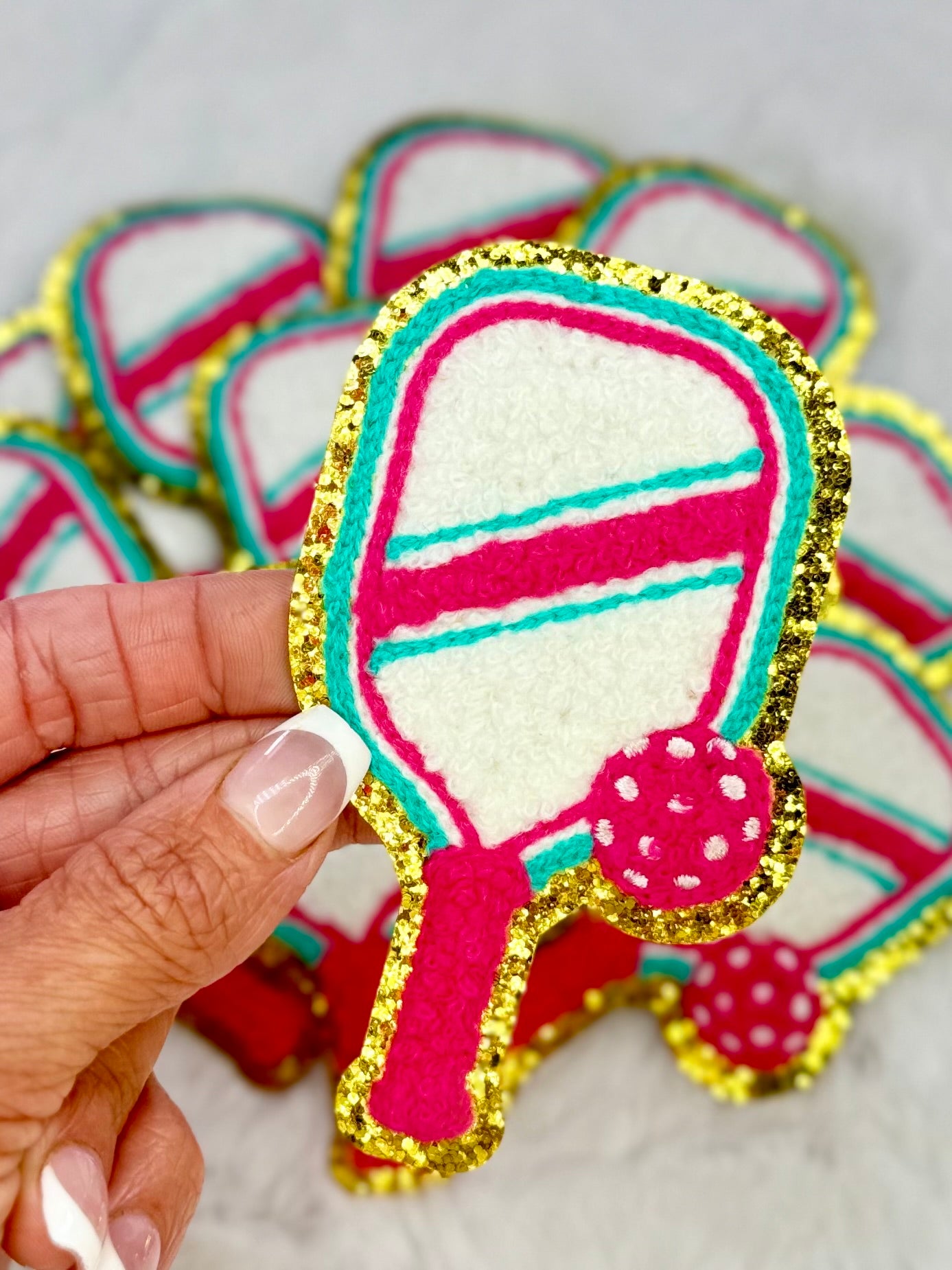 Pickleball Paddle Chenille Patch