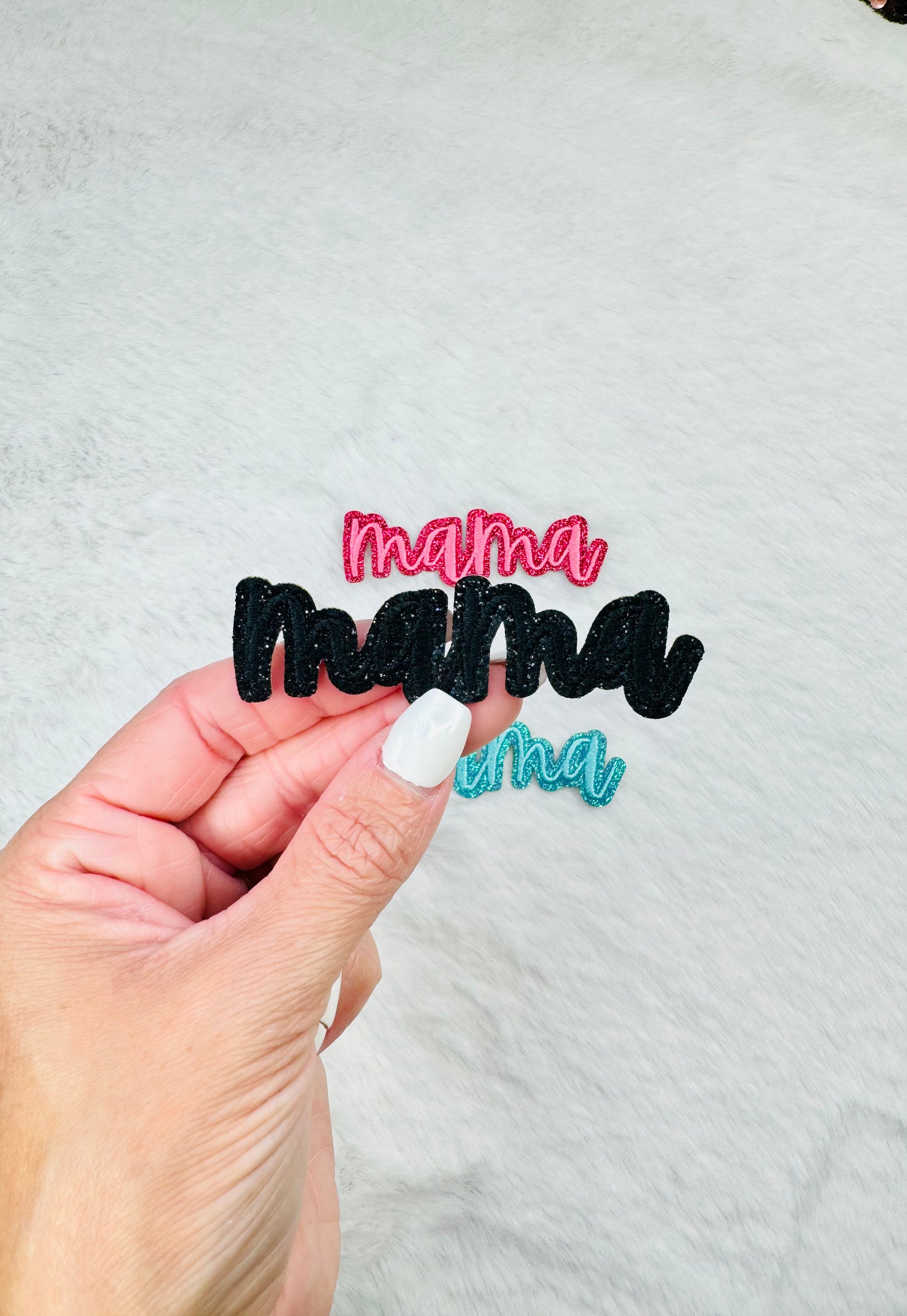 Black Mama With Glitter Embroidered Patch