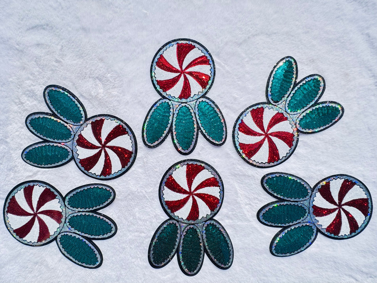 Peppermint and Turquoise Jewels Sequin Patch