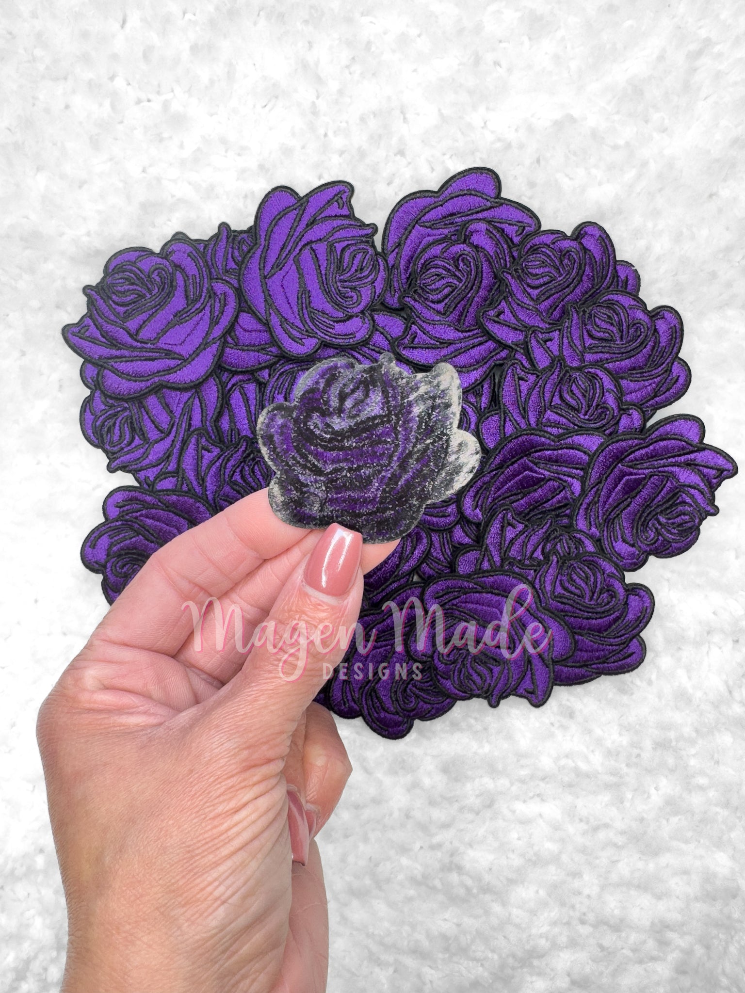 Purple Rose Embroidered Patch