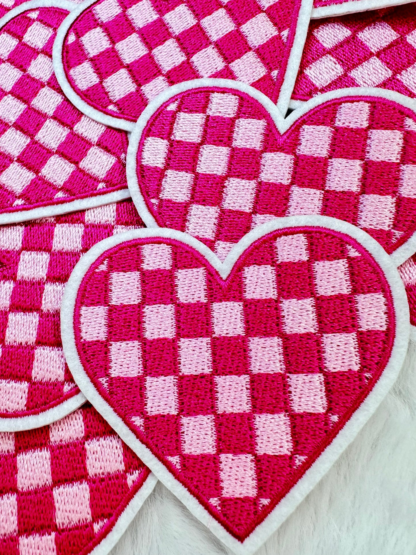 Pink Plaid Embroidered Patch 