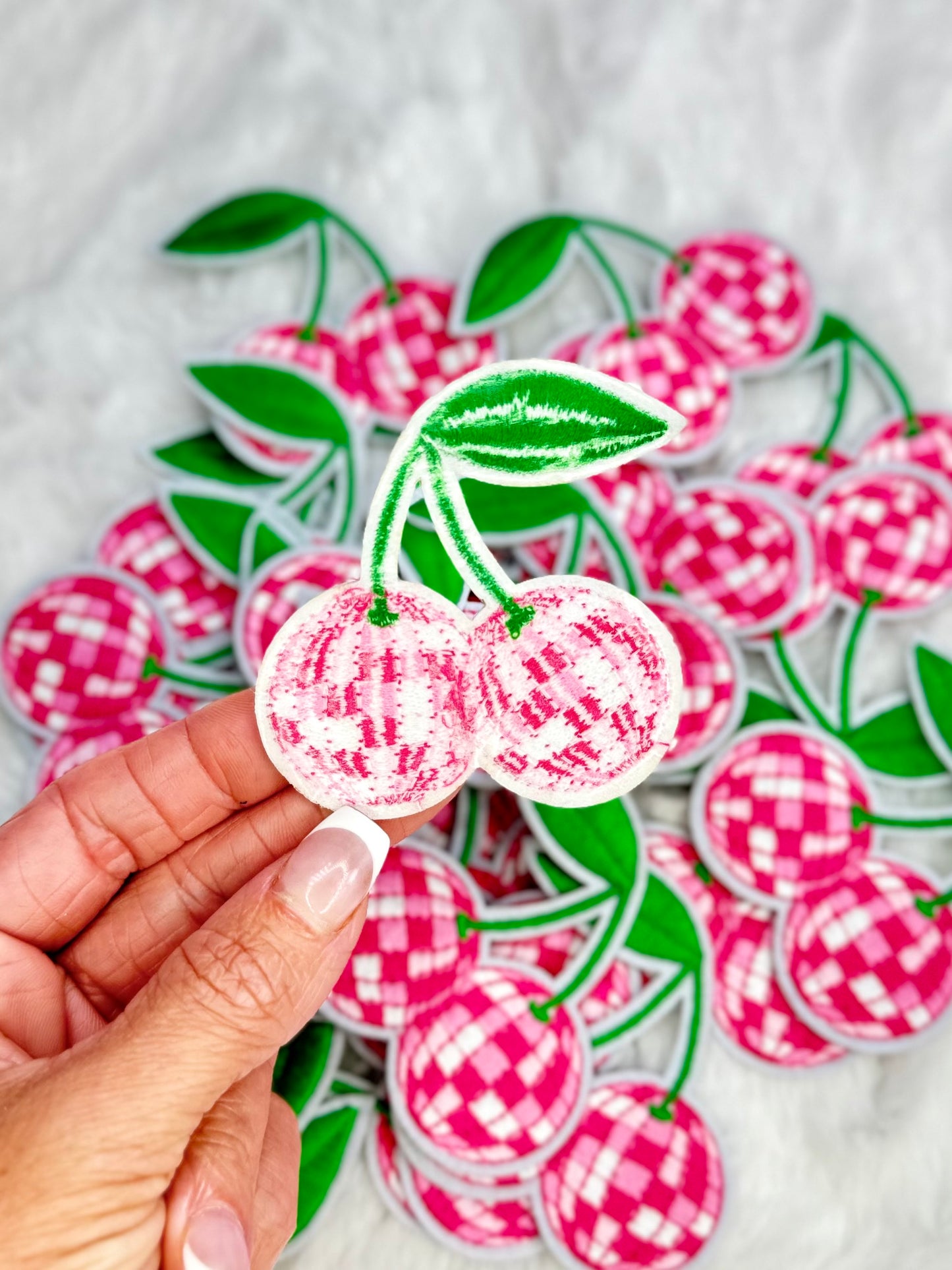 Disco Ball Cherries Embroidered Patch