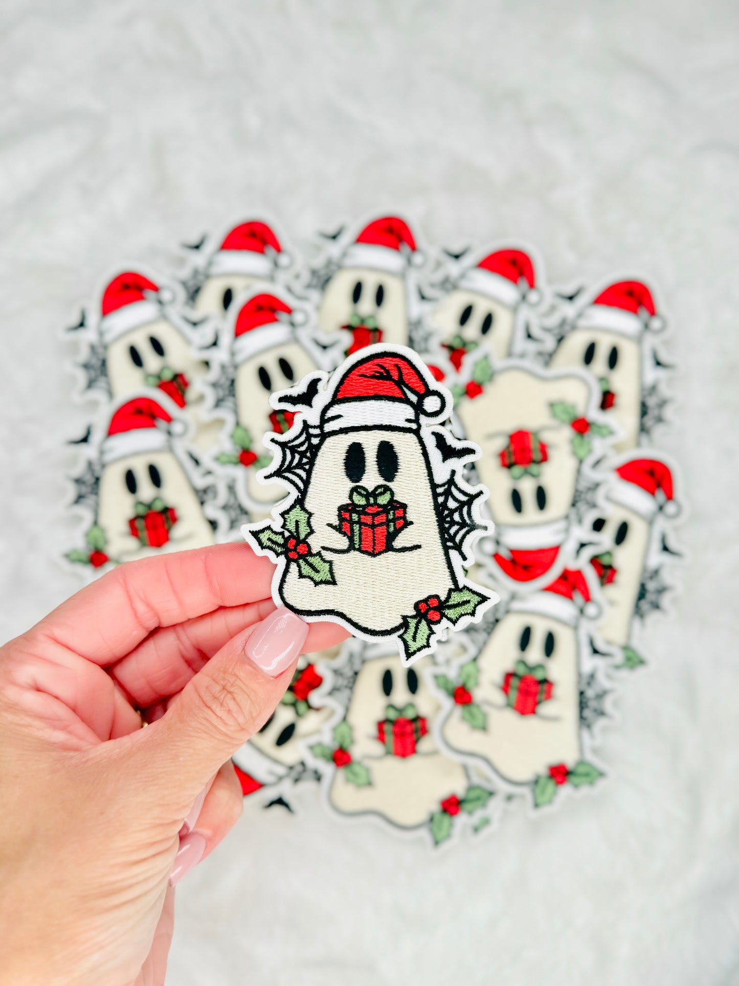 Spooky Christmas Ghost Embroidered Patch