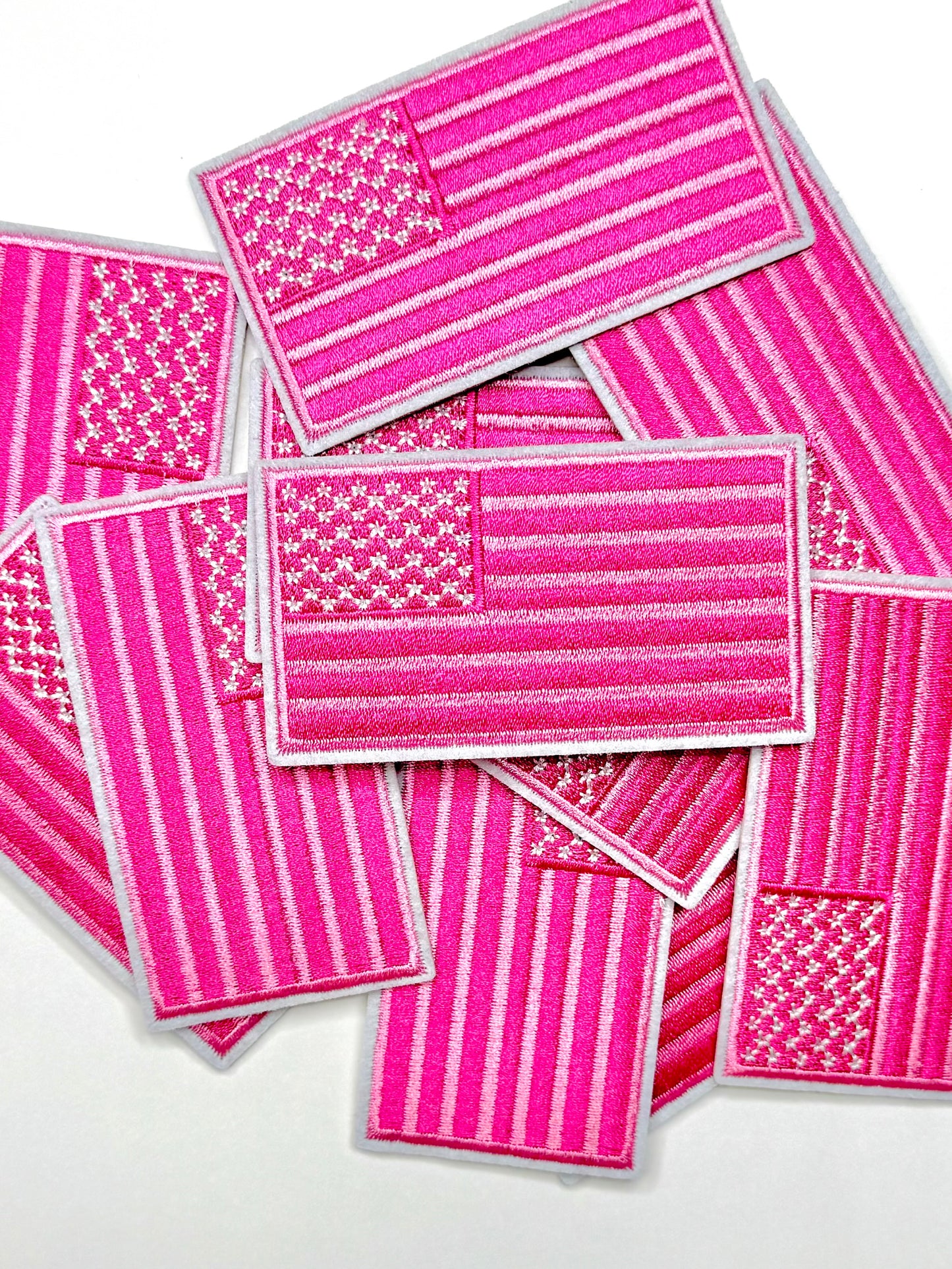 Preppy Pink Flag Embroidered Patch