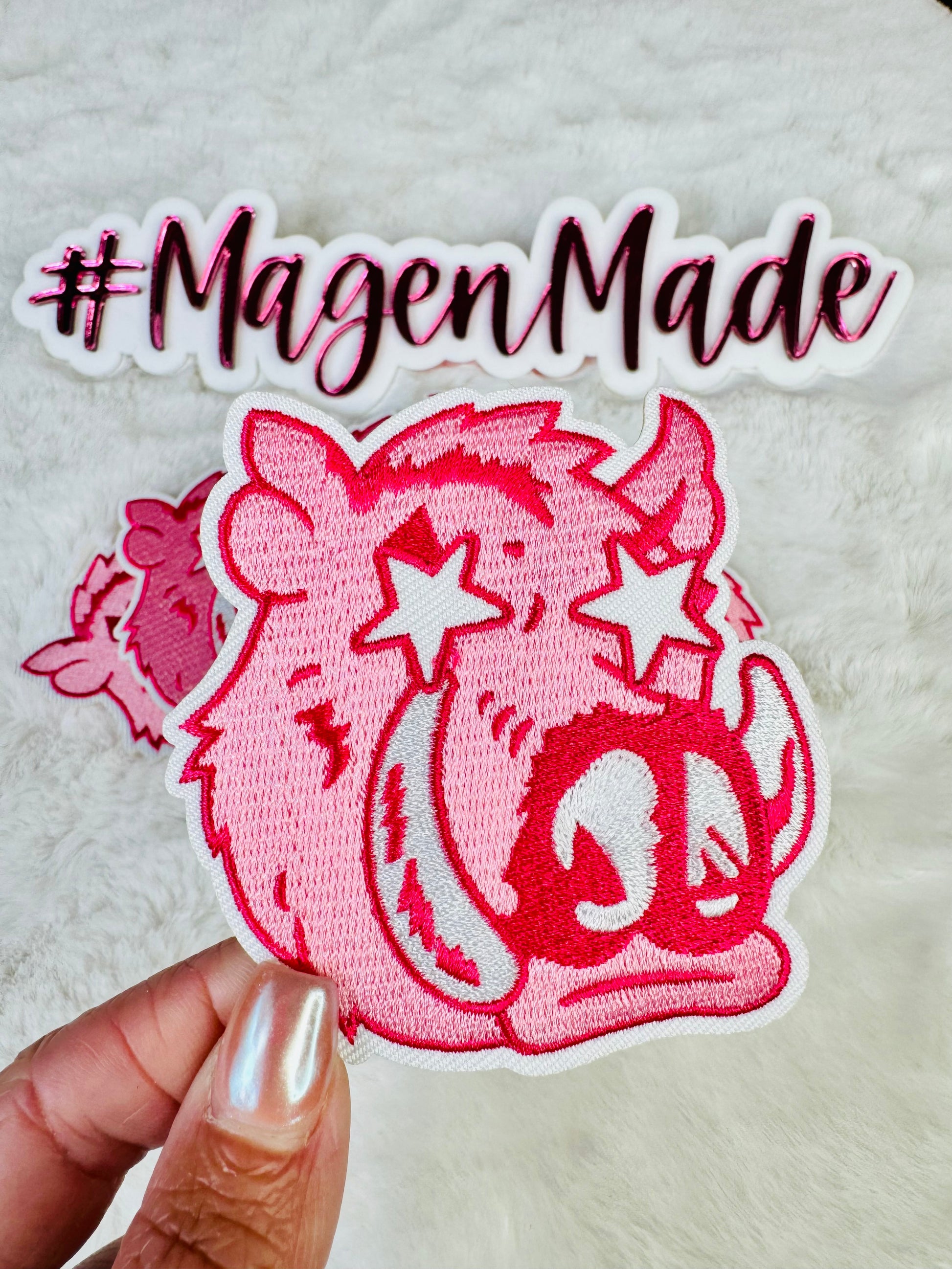 Preppy Pink Hog Mascot Embroidered Patch