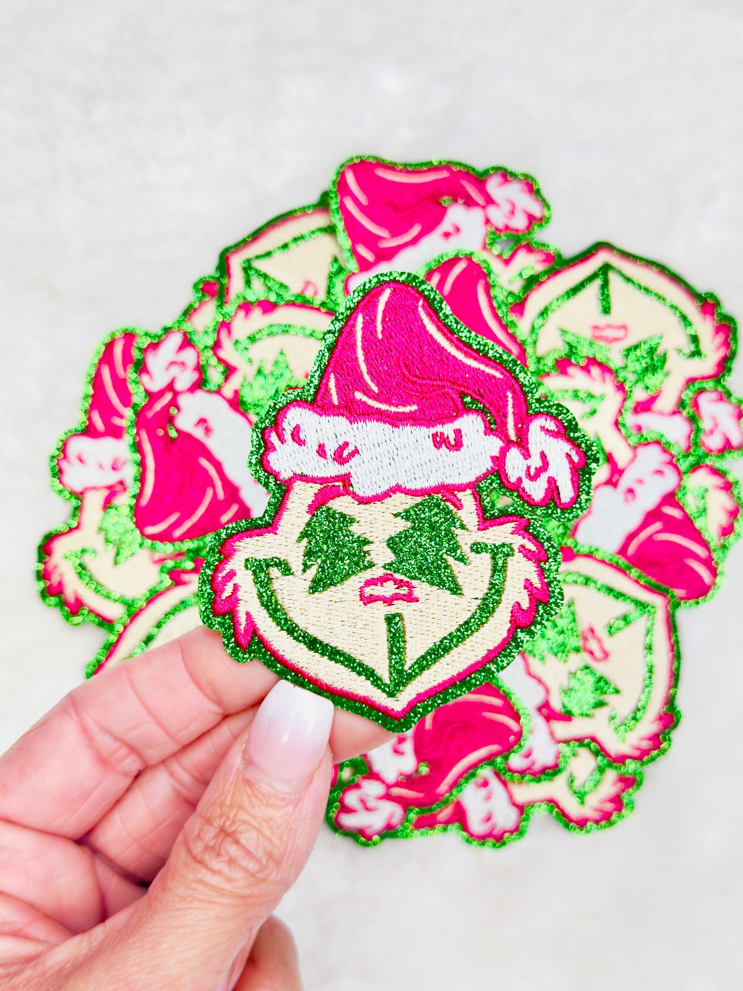 Preppy Pink and Green Man Embroidered Patch