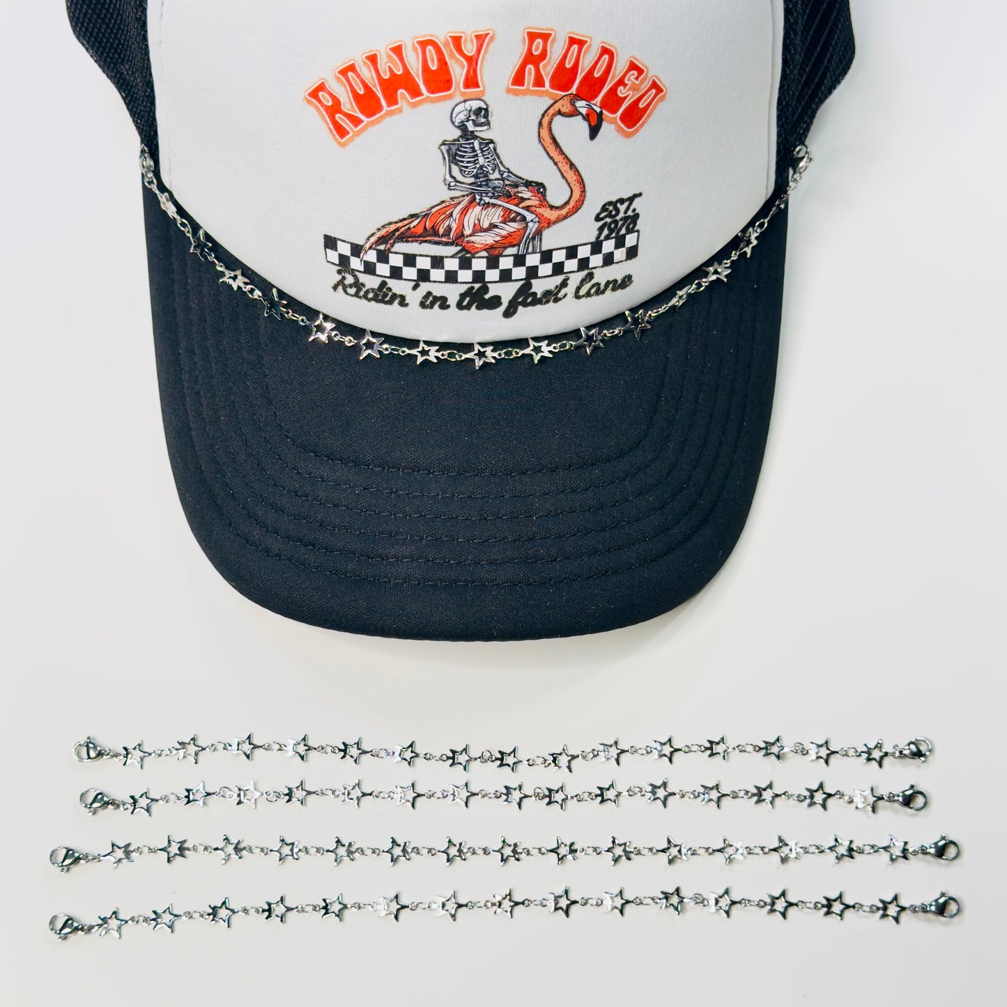 Silver Star Metal Linked Hat Chain