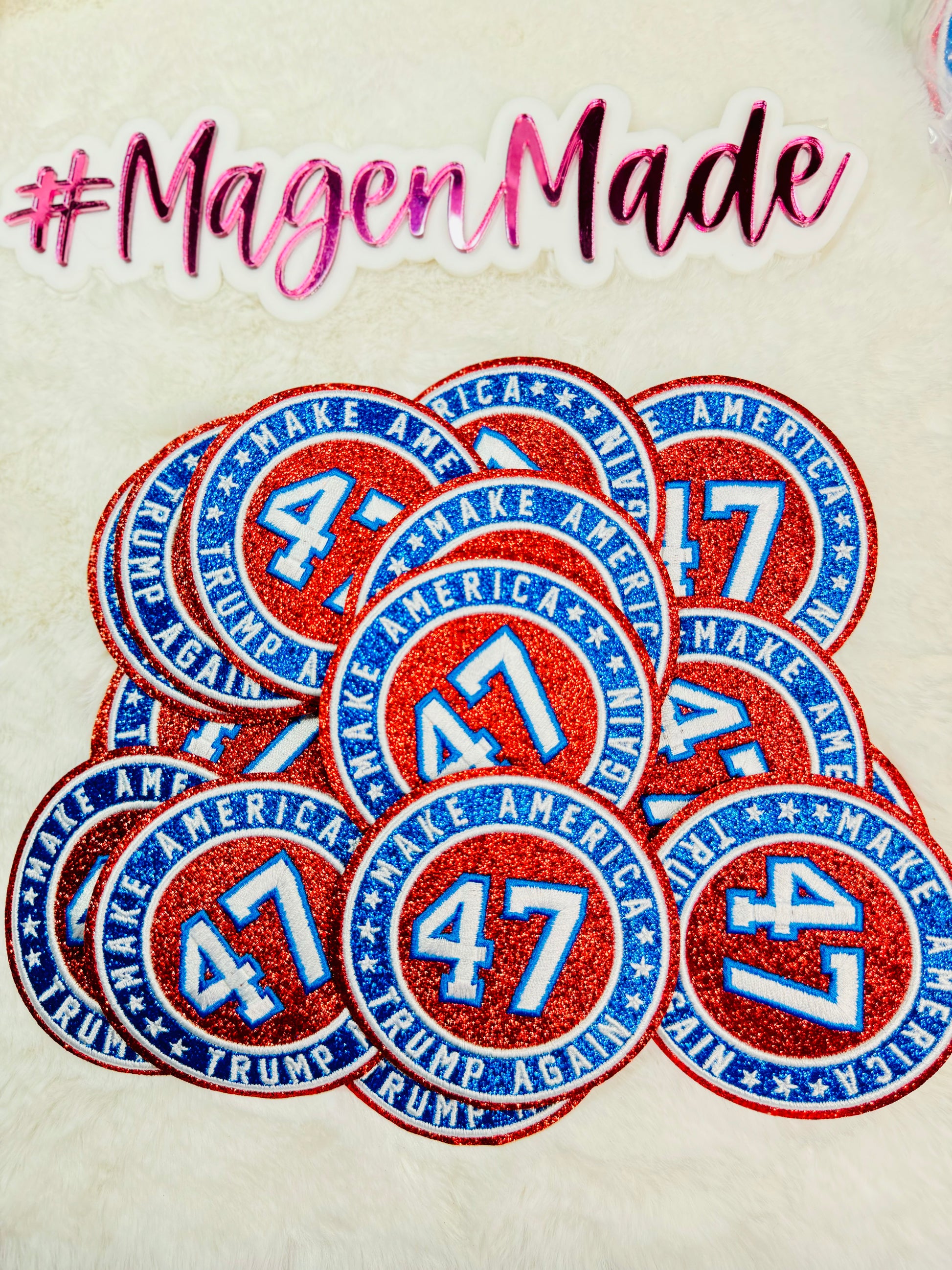 Round make America Trump again glitter patch
