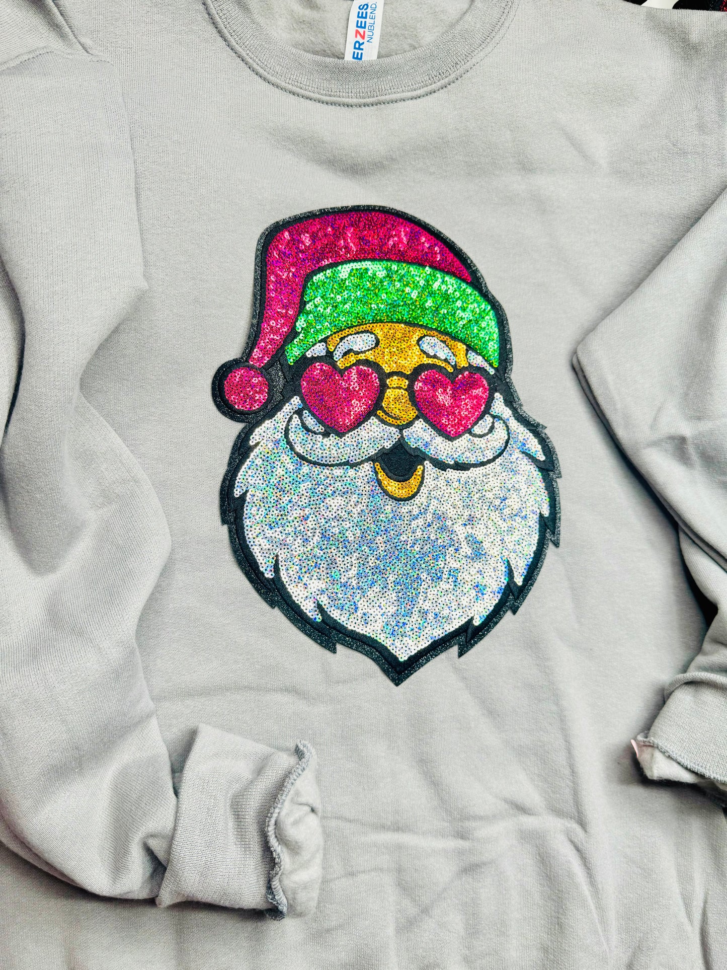 Santa With Heart Eyes Sequin Patch