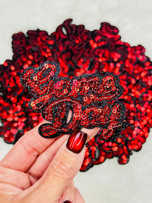 Red Game Day Sequins & Glitter Patch