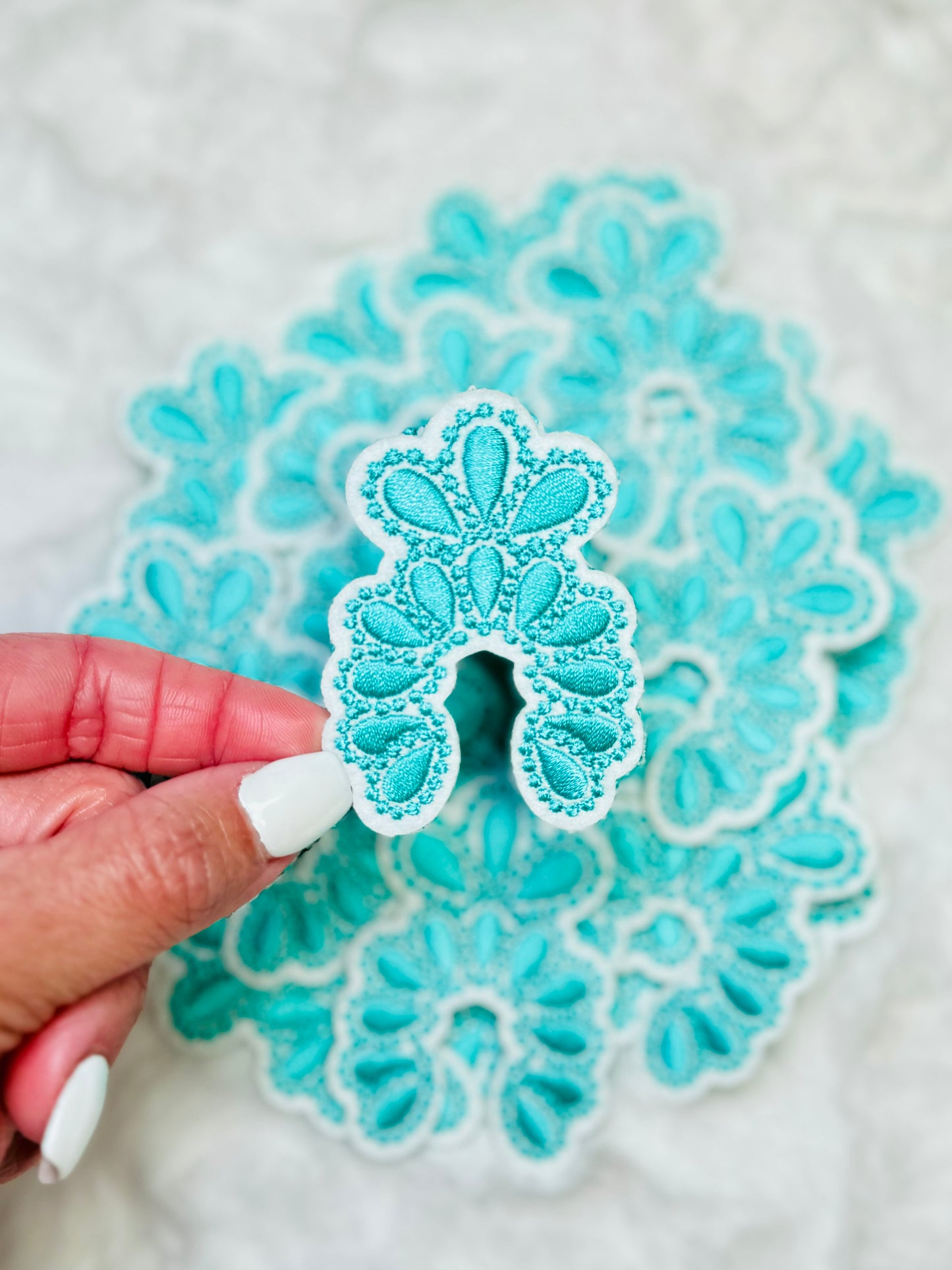 Turquoise Jewles Embroidered Patch