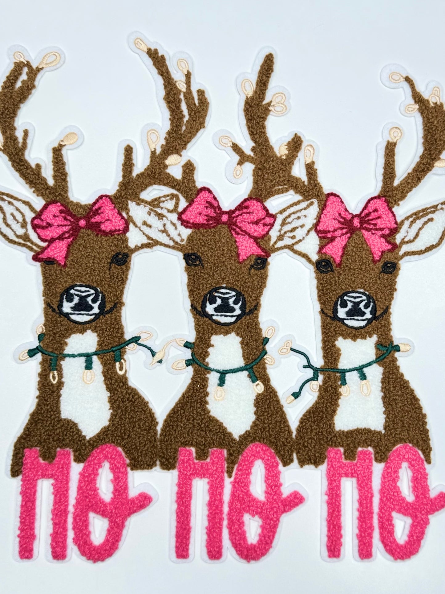 HOHOHO Reindeer Chenille Patch