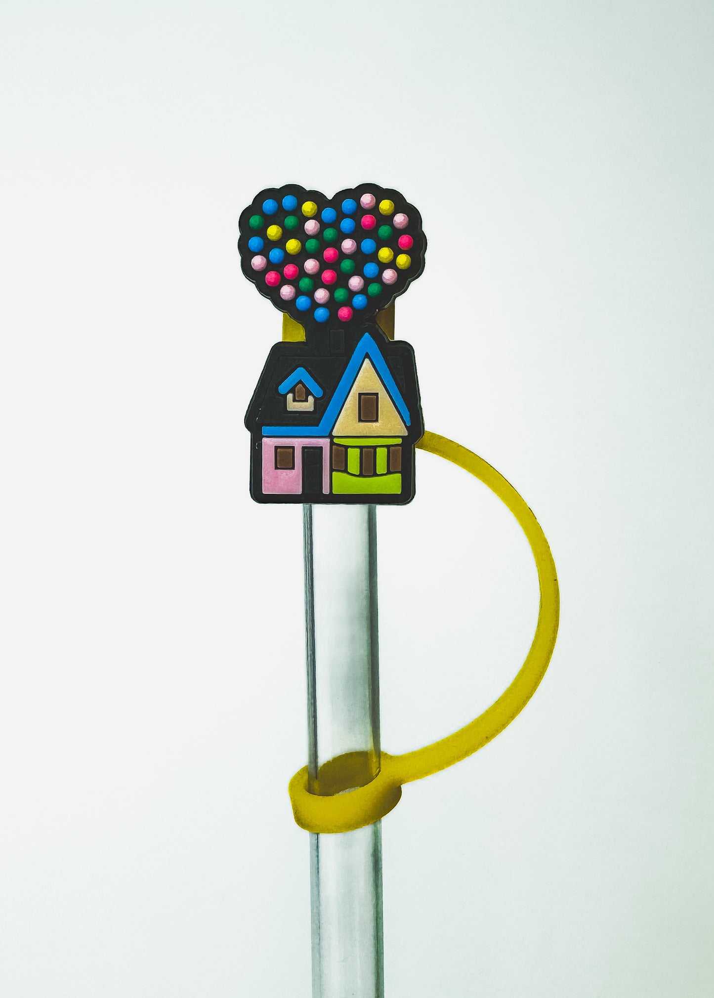 Floating love house straw topper