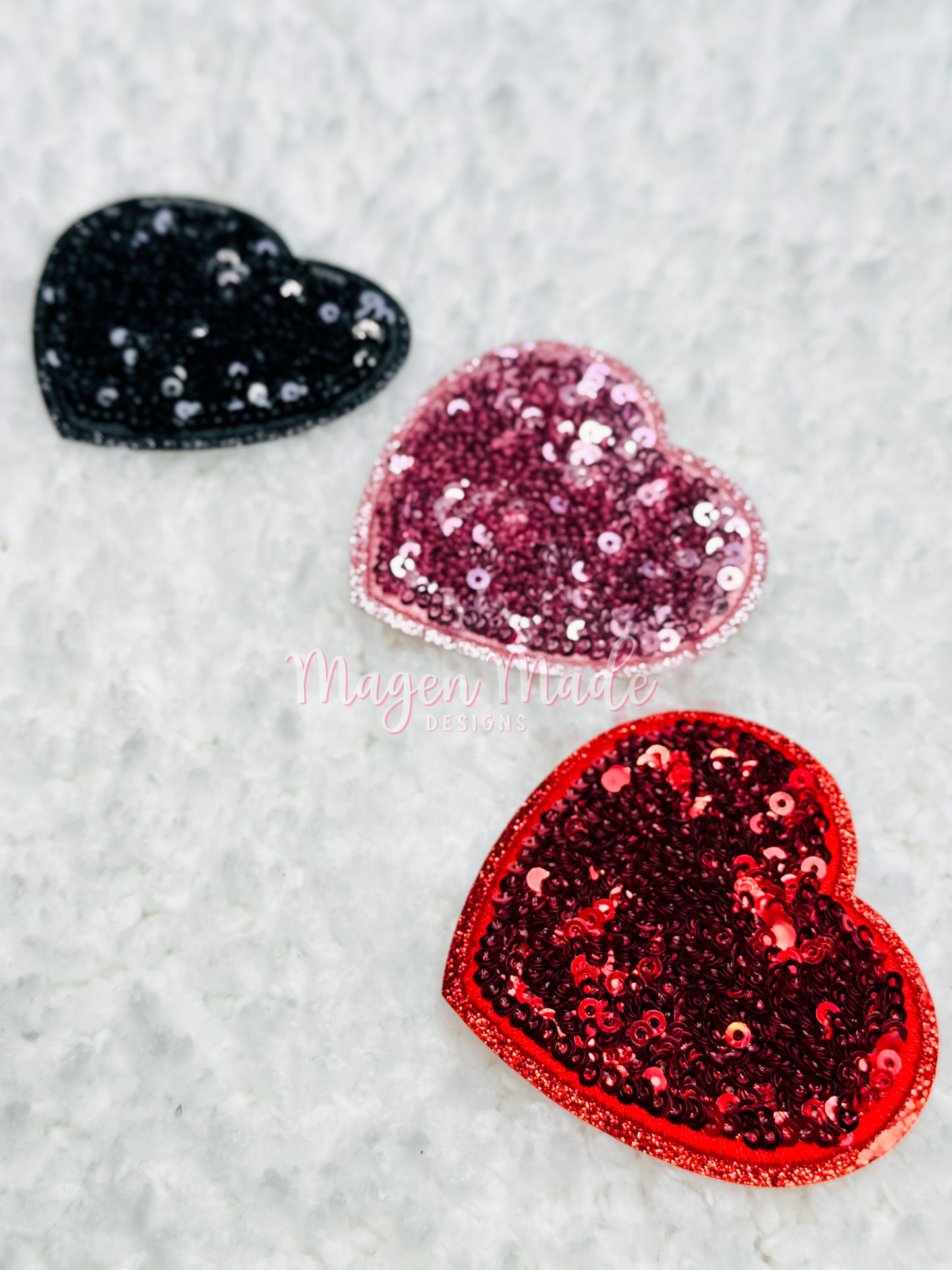 Heart- Small Iron On Glitter and Sequins Patch