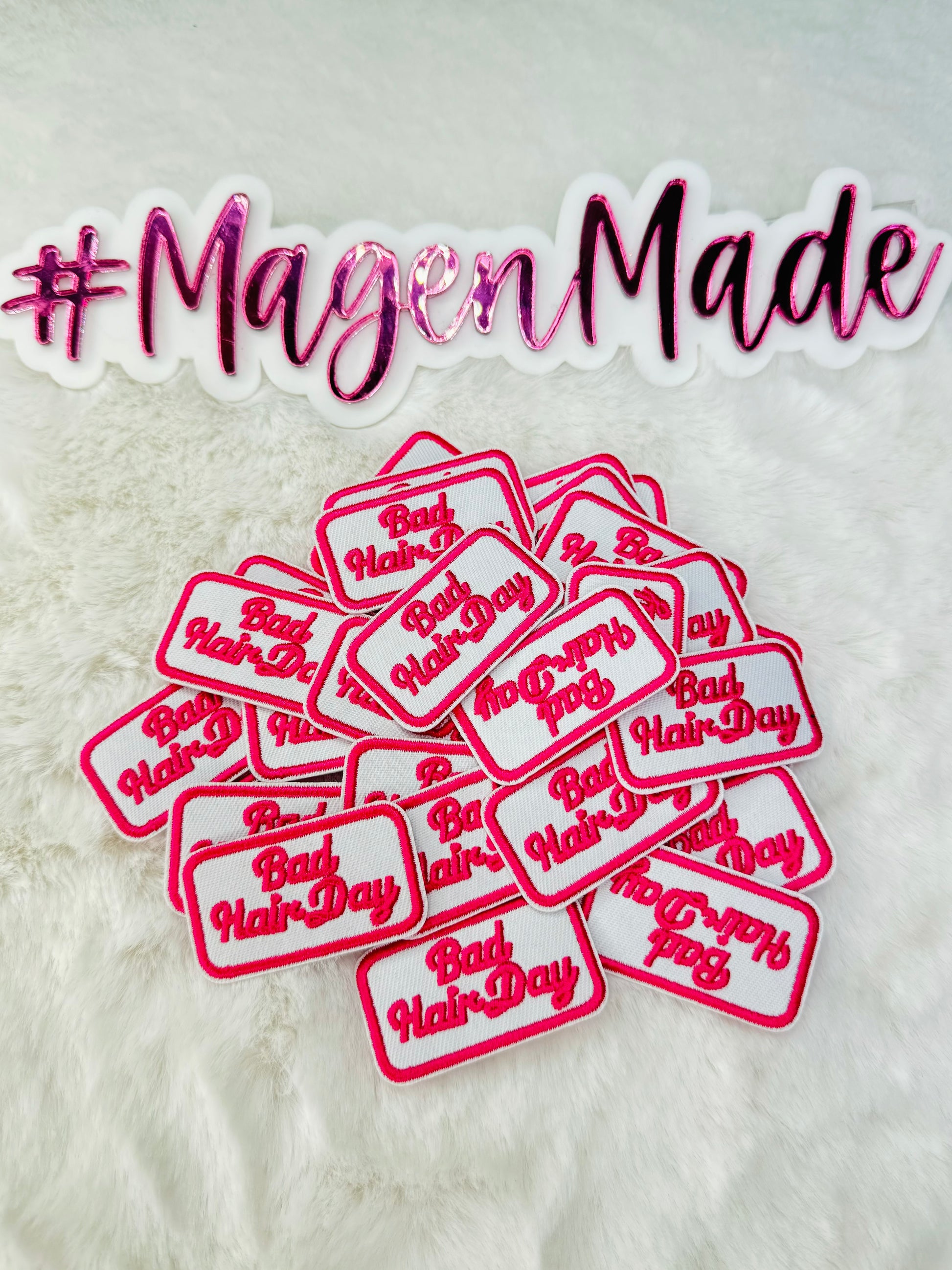 Stack of bad hair day embroidered patch
