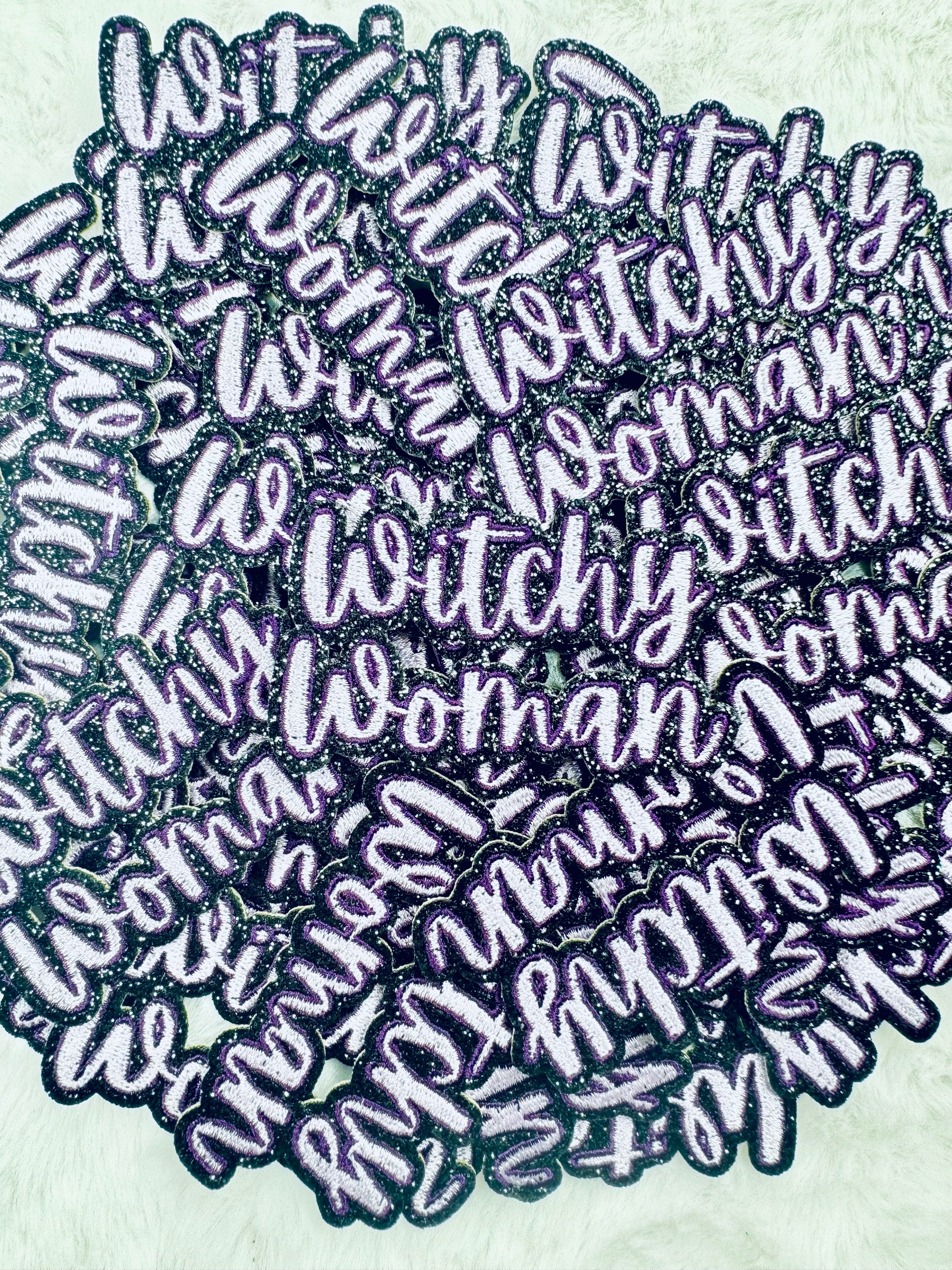 Stack of the Witchy Woman Glitter Embroidered Patch