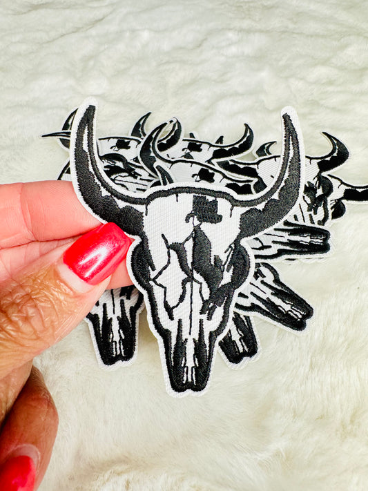 Bull Skull Embroidered Patch