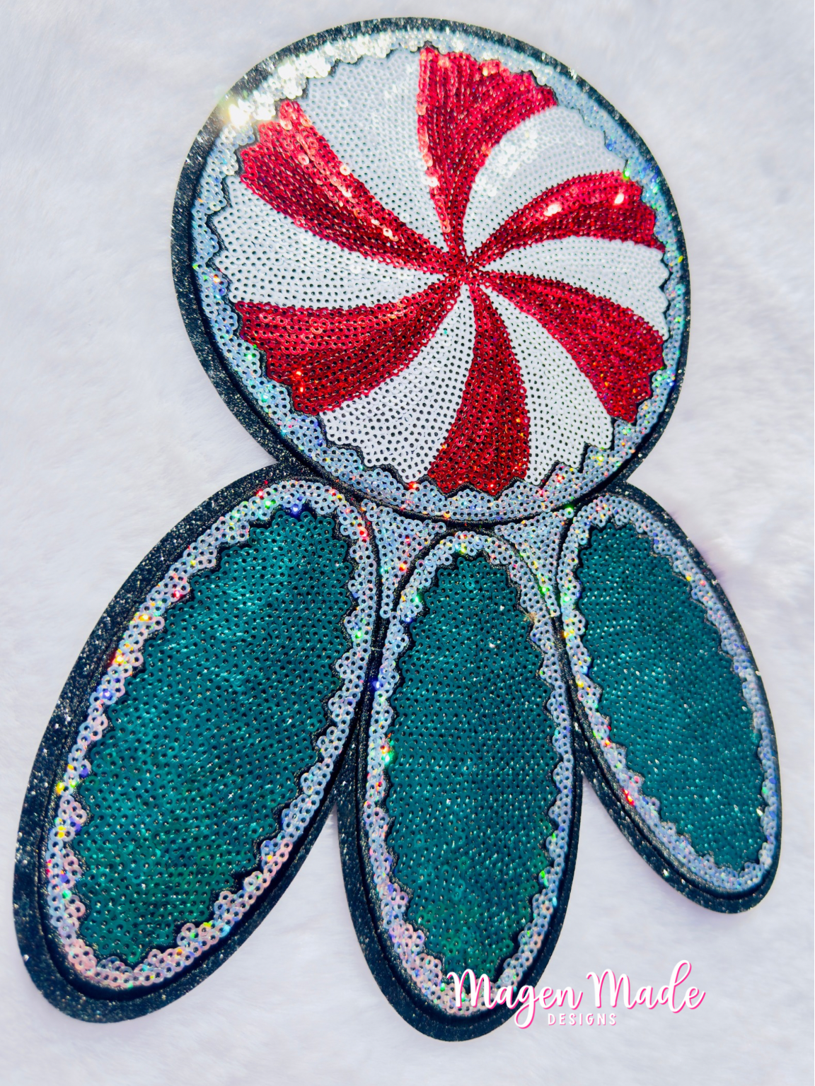 Peppermint and Turquoise Jewels Sequin Patch