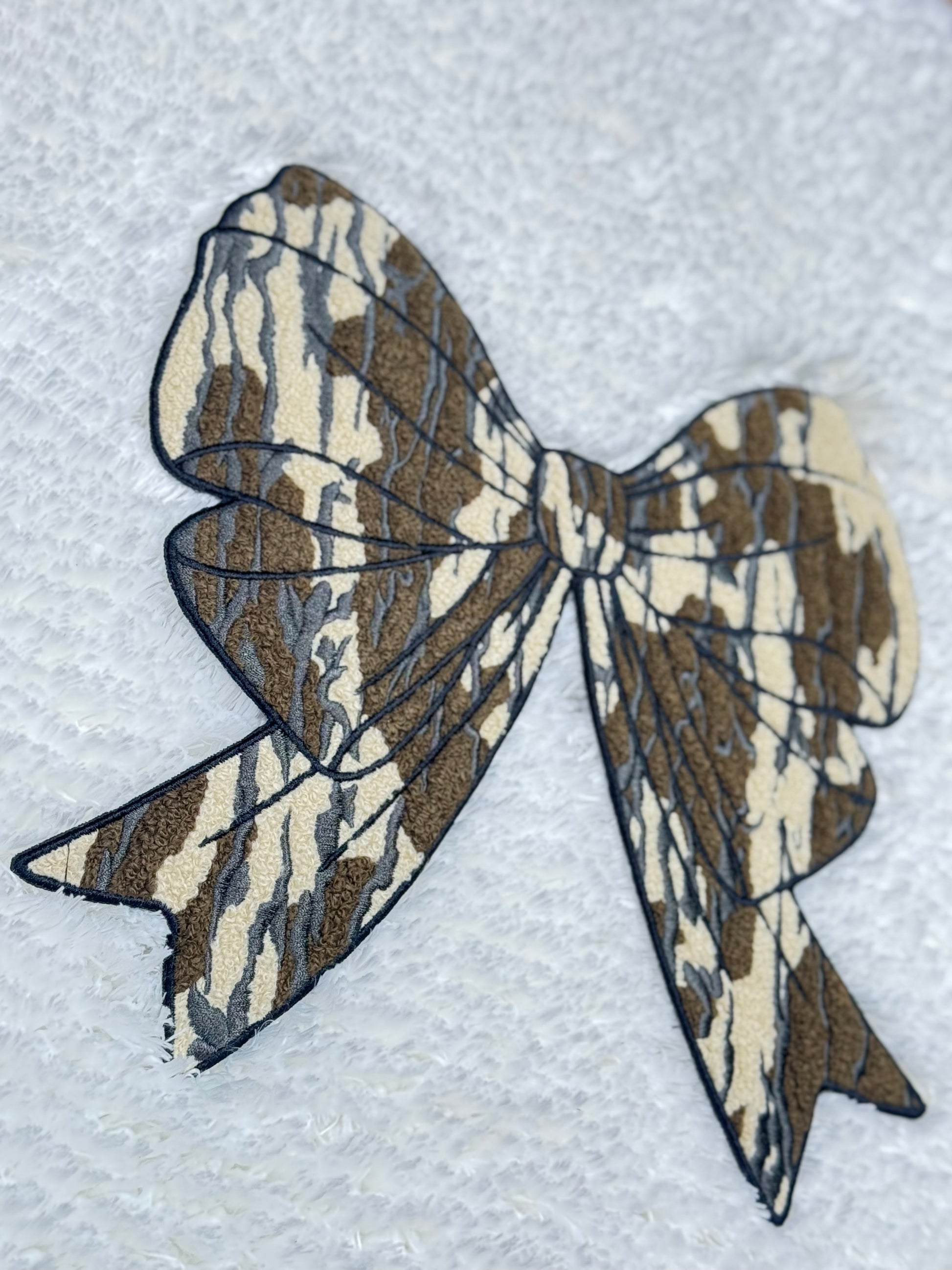 Camo Chenille Bow Chenille Patch