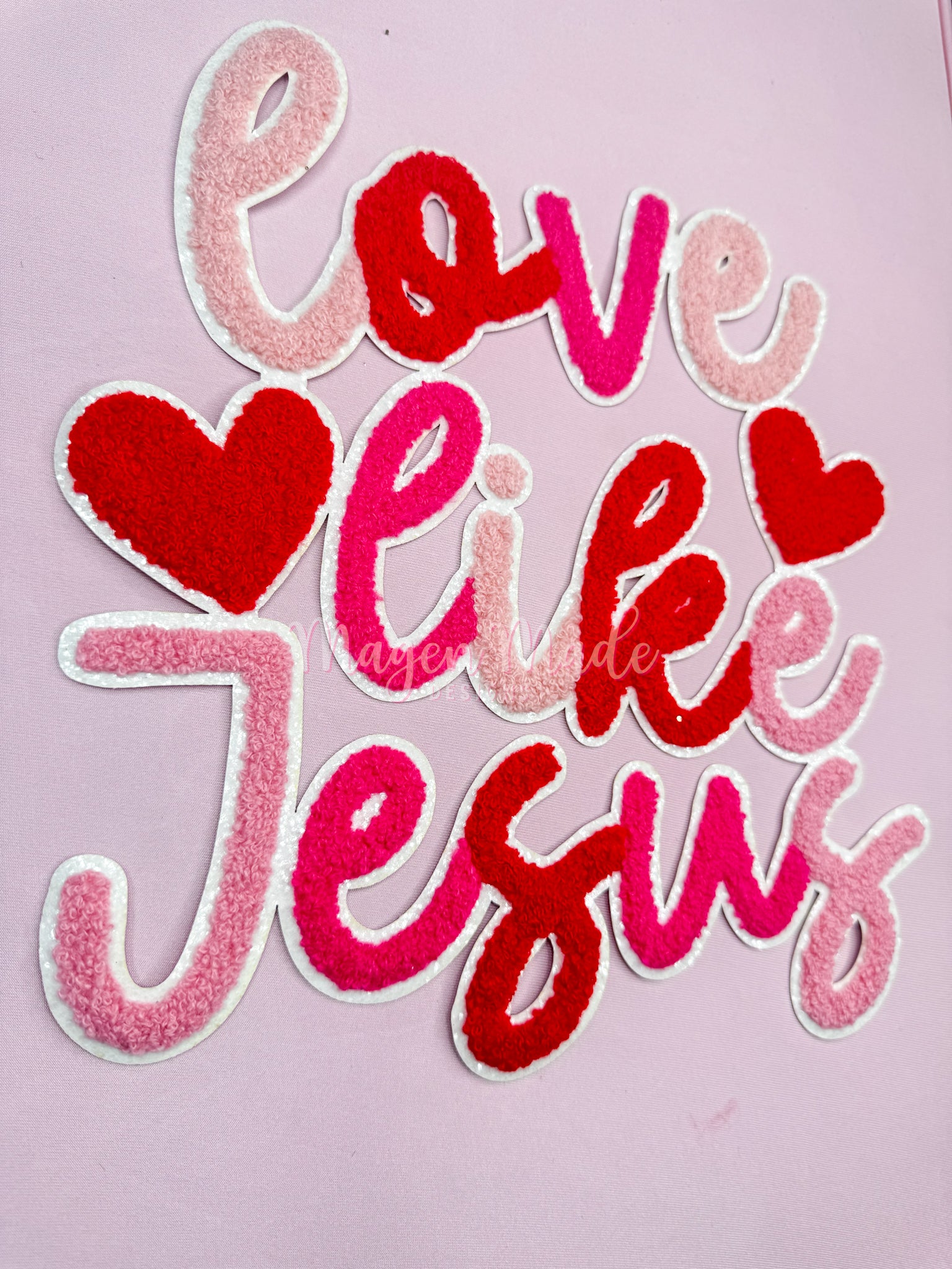 Love Like Jesus Chenille and Glitter Iron On Patch