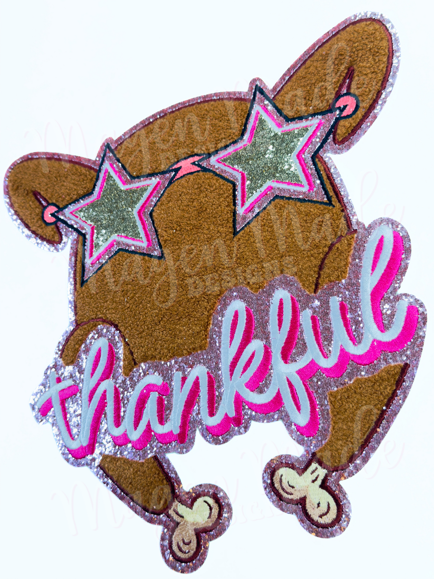 Thankful Turkey Chenille and Glitter Patch