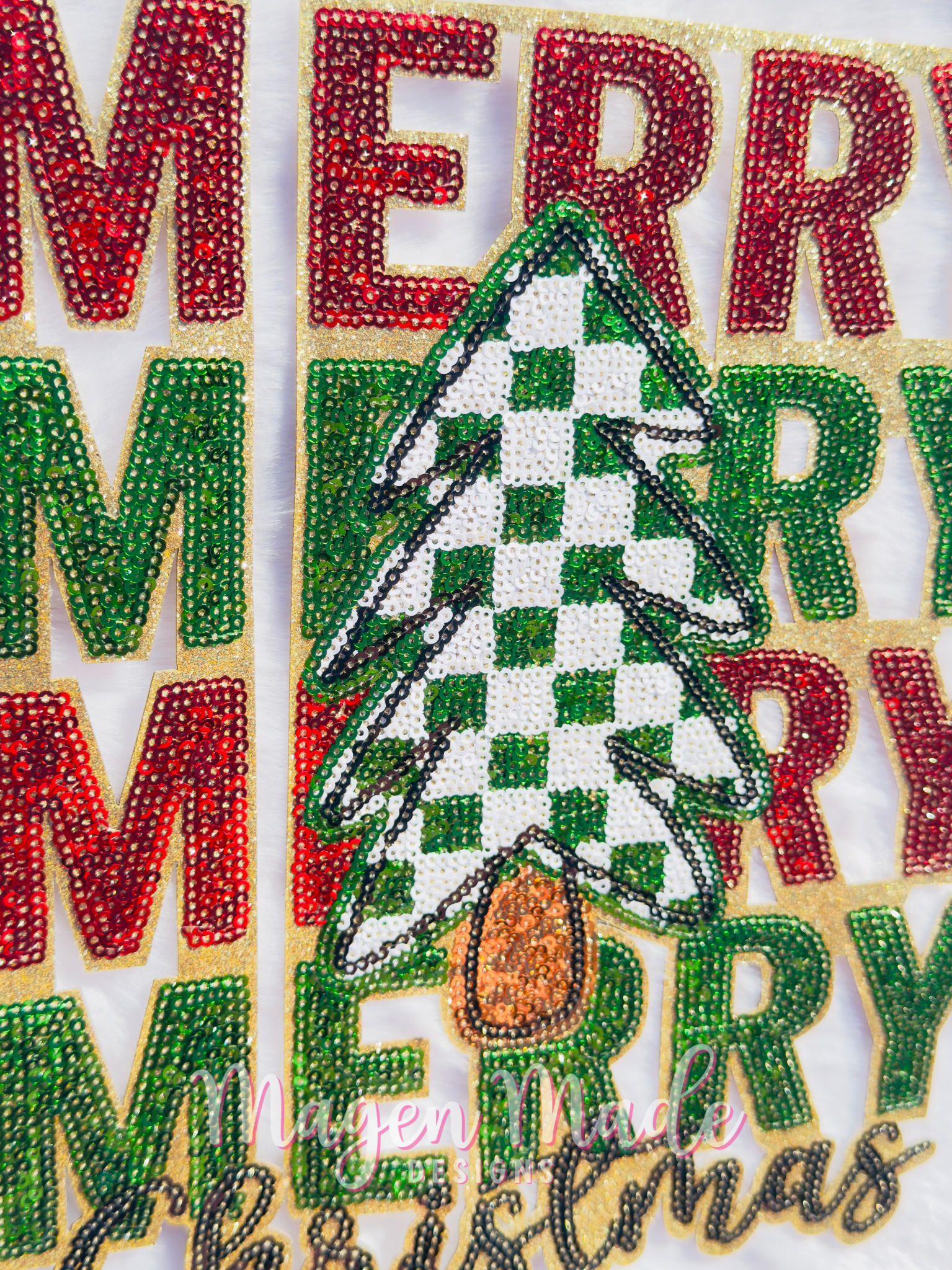 Merry Merry Merry Christmas Sequin Patch