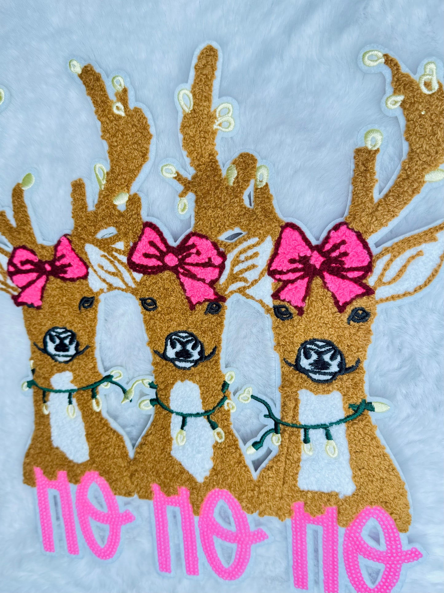 HOHOHO Reindeer Chenille & Sequins Patch