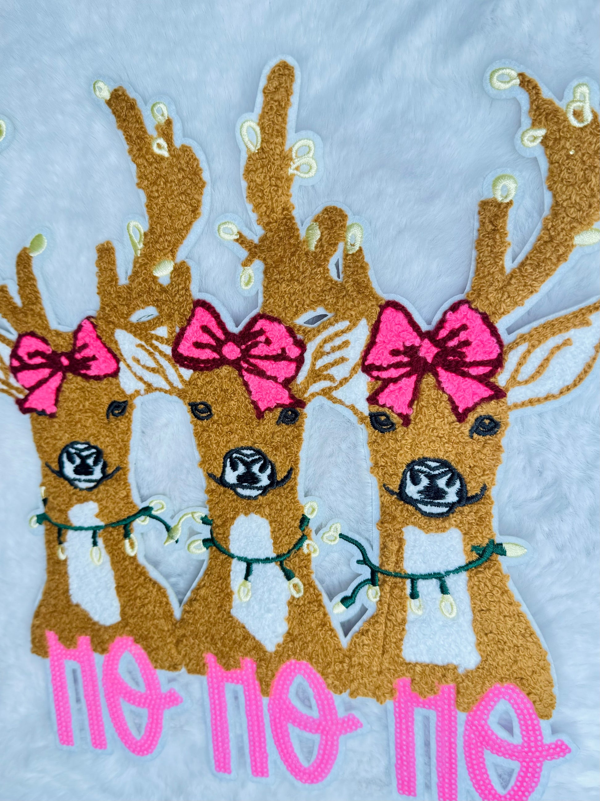 HOHOHO Reindeer Chenille & Sequins Patch