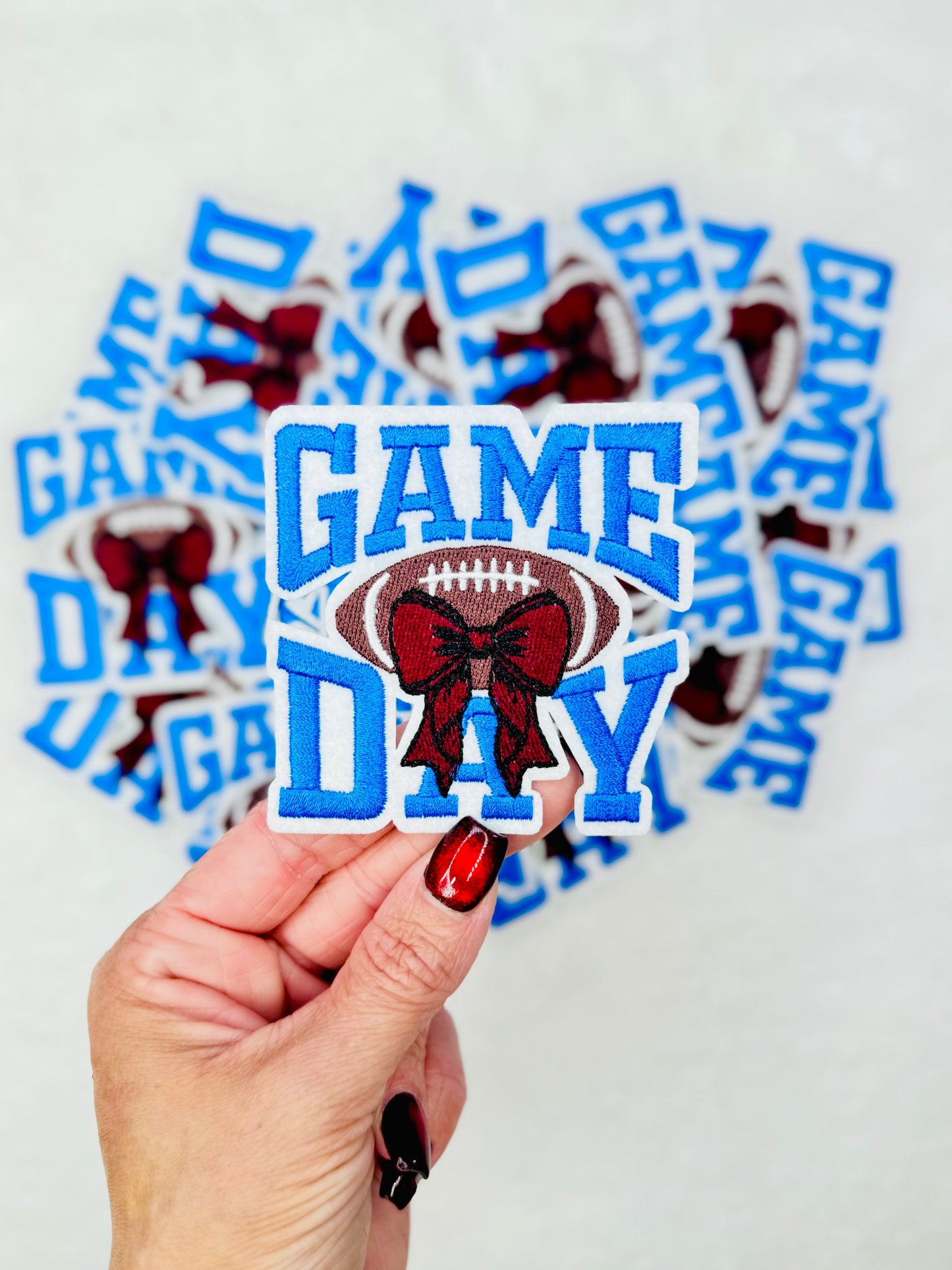 Blue Coquette Football Game Day Embroidered Patch