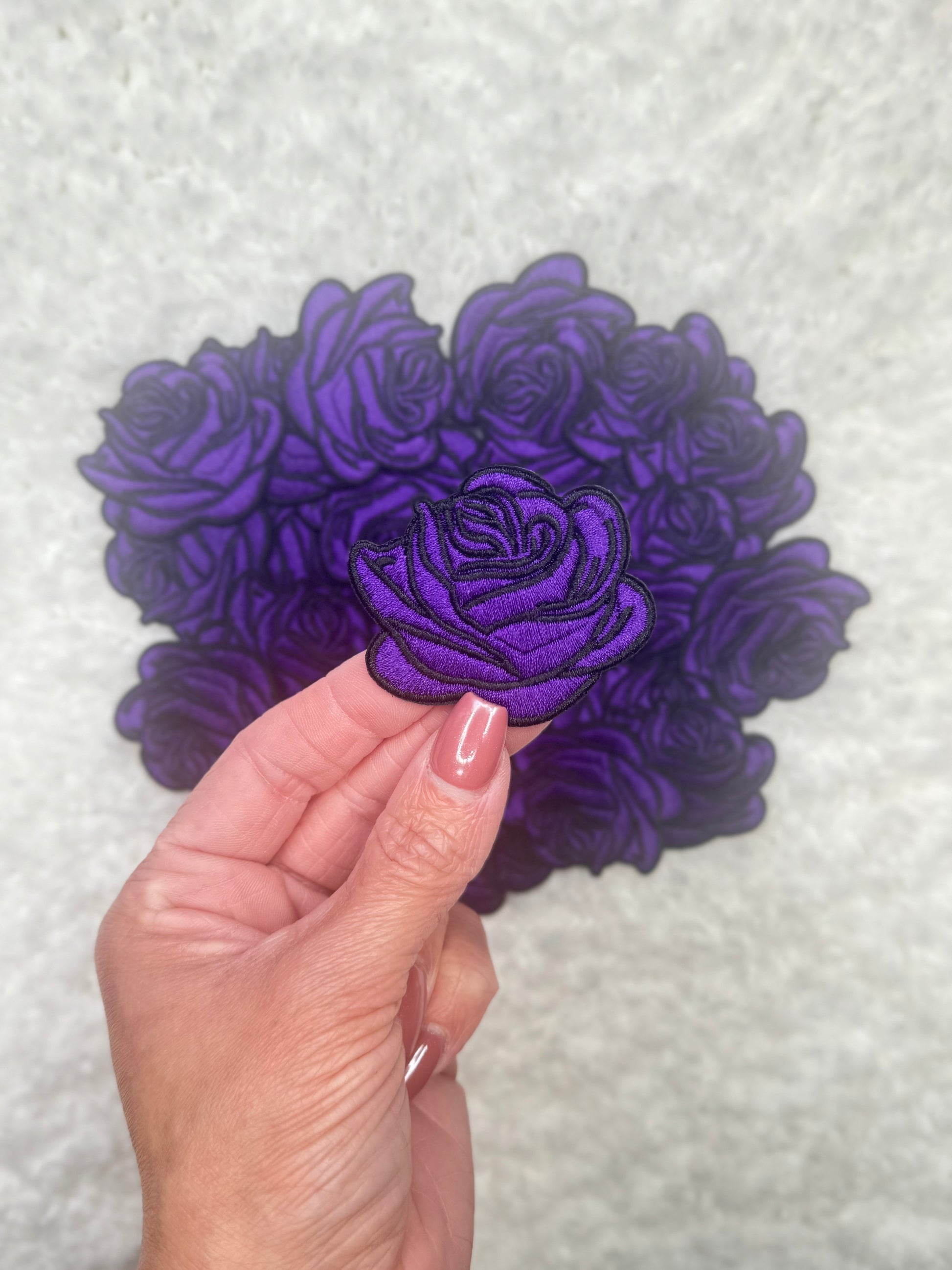 Purple Rose Embroidered Patch
