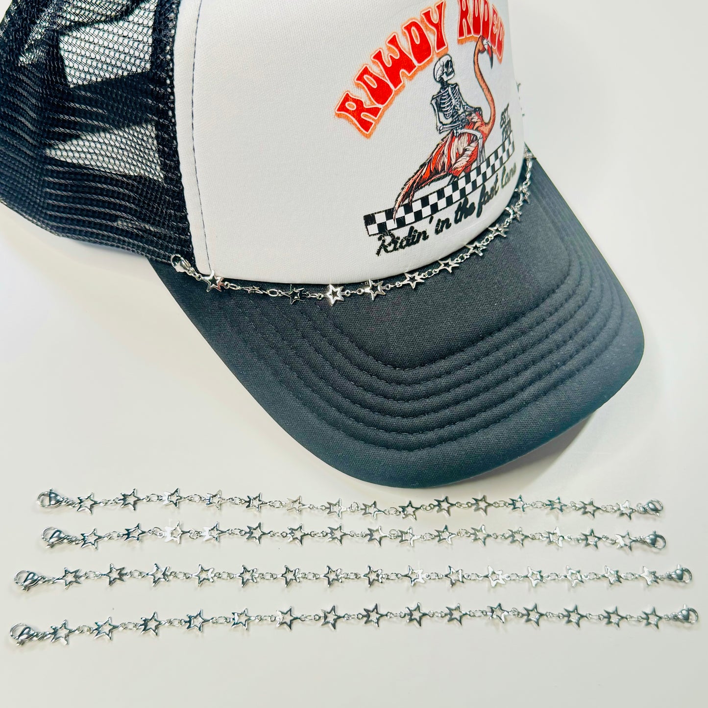 Silver Star Metal Linked Hat Chain