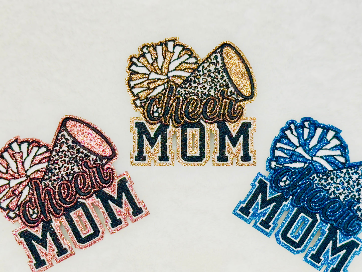 Cheer Mom Embroidered With Gold Glitter Patch