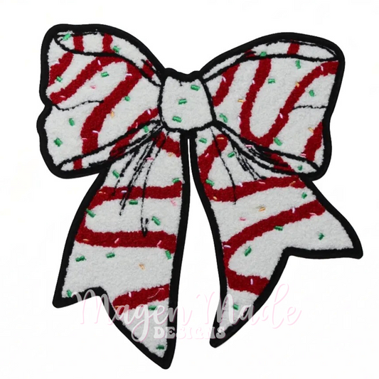 Christmas Cake Bow Chenille Patch