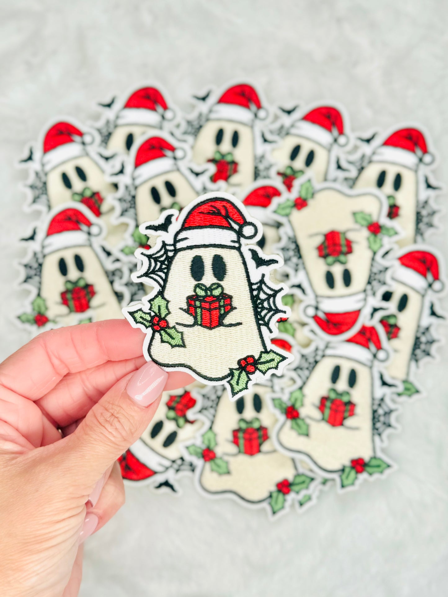 Spooky Christmas Ghost Embroidered Patch