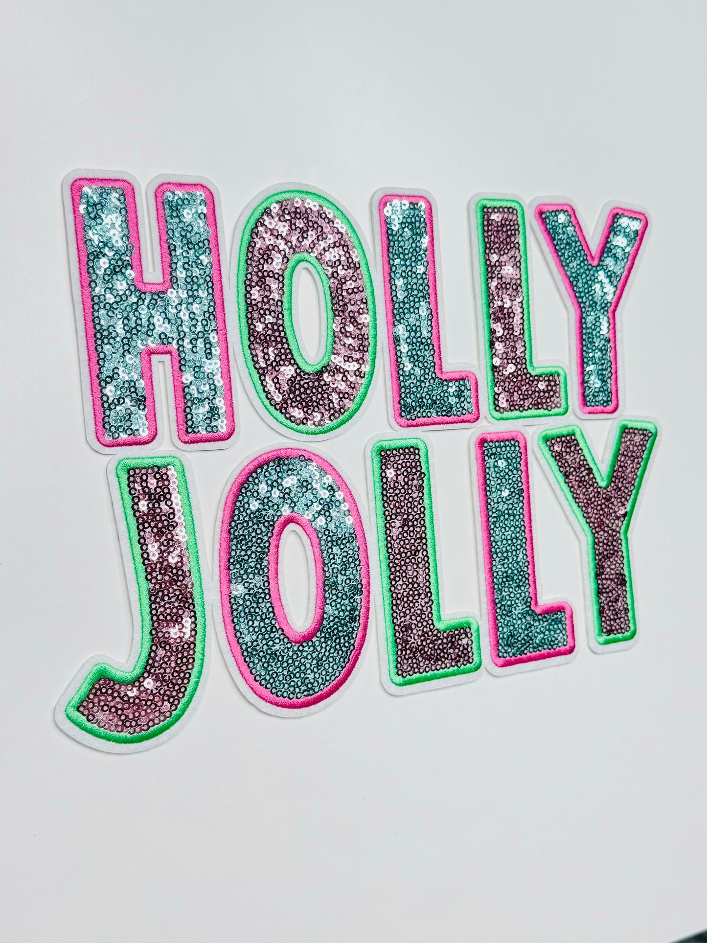 Pink Holly Jolly Sequins Patch