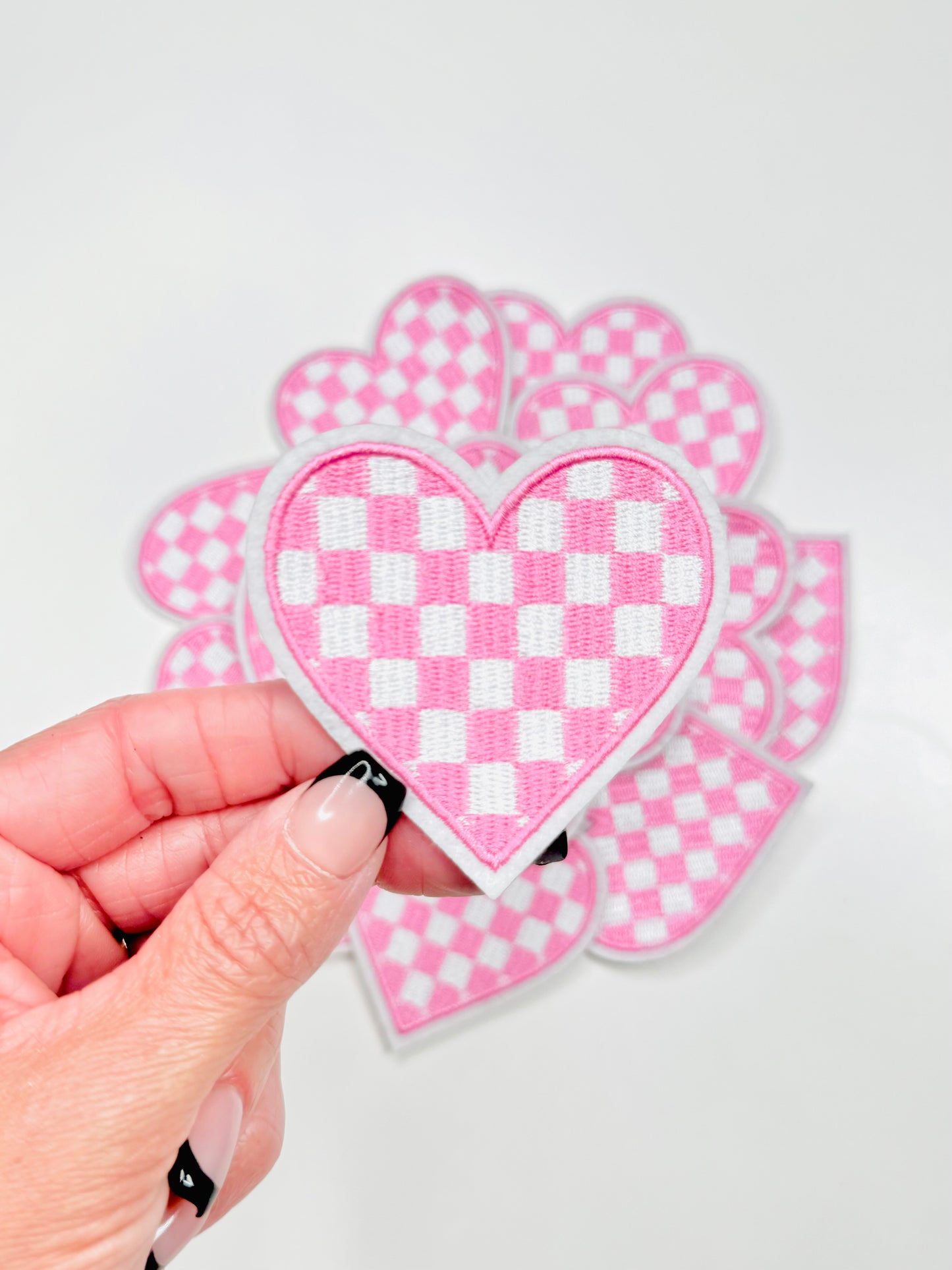 Lovely Light Pink and White Checkered Heart