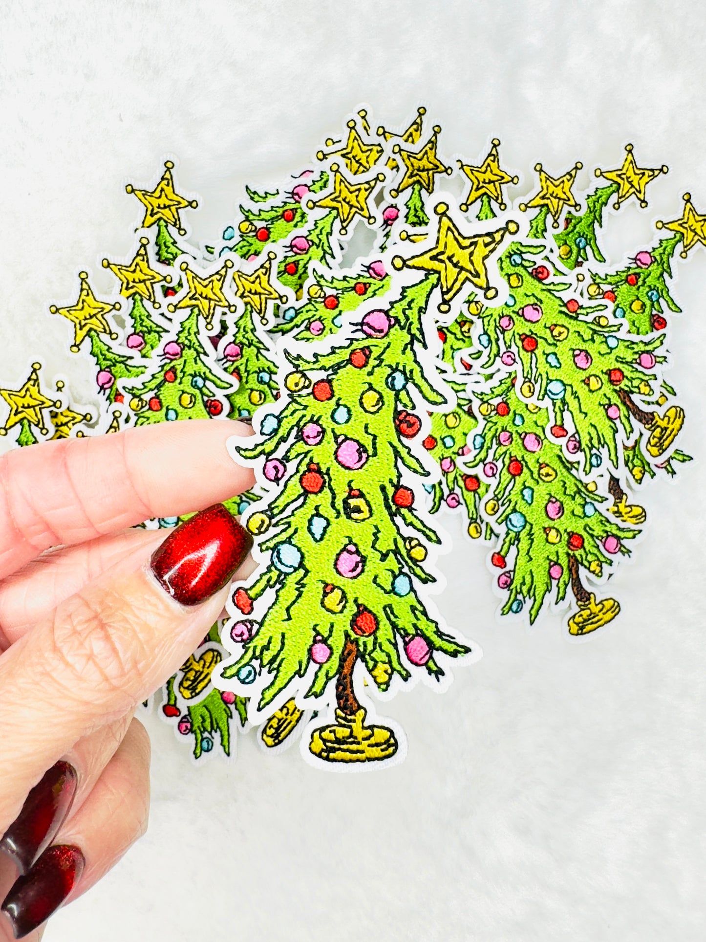 Leaning Christmas Tree Embroidered Patch