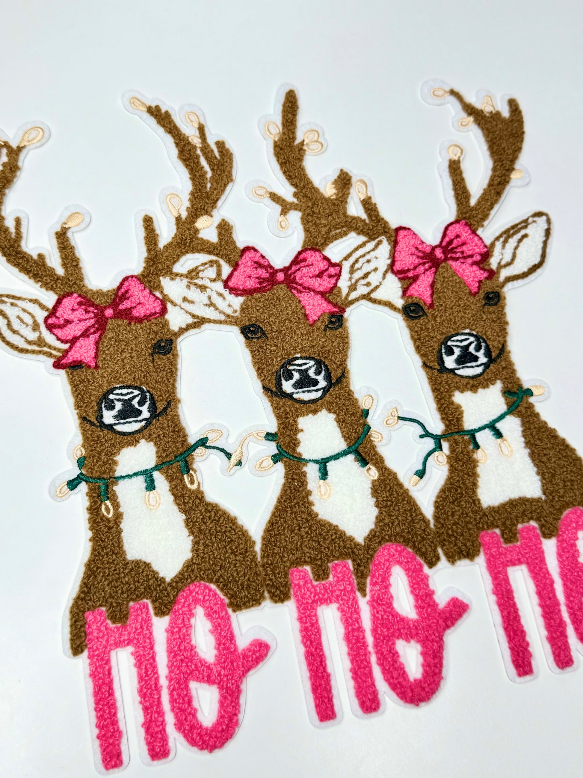 HOHOHO Reindeer Chenille Patch