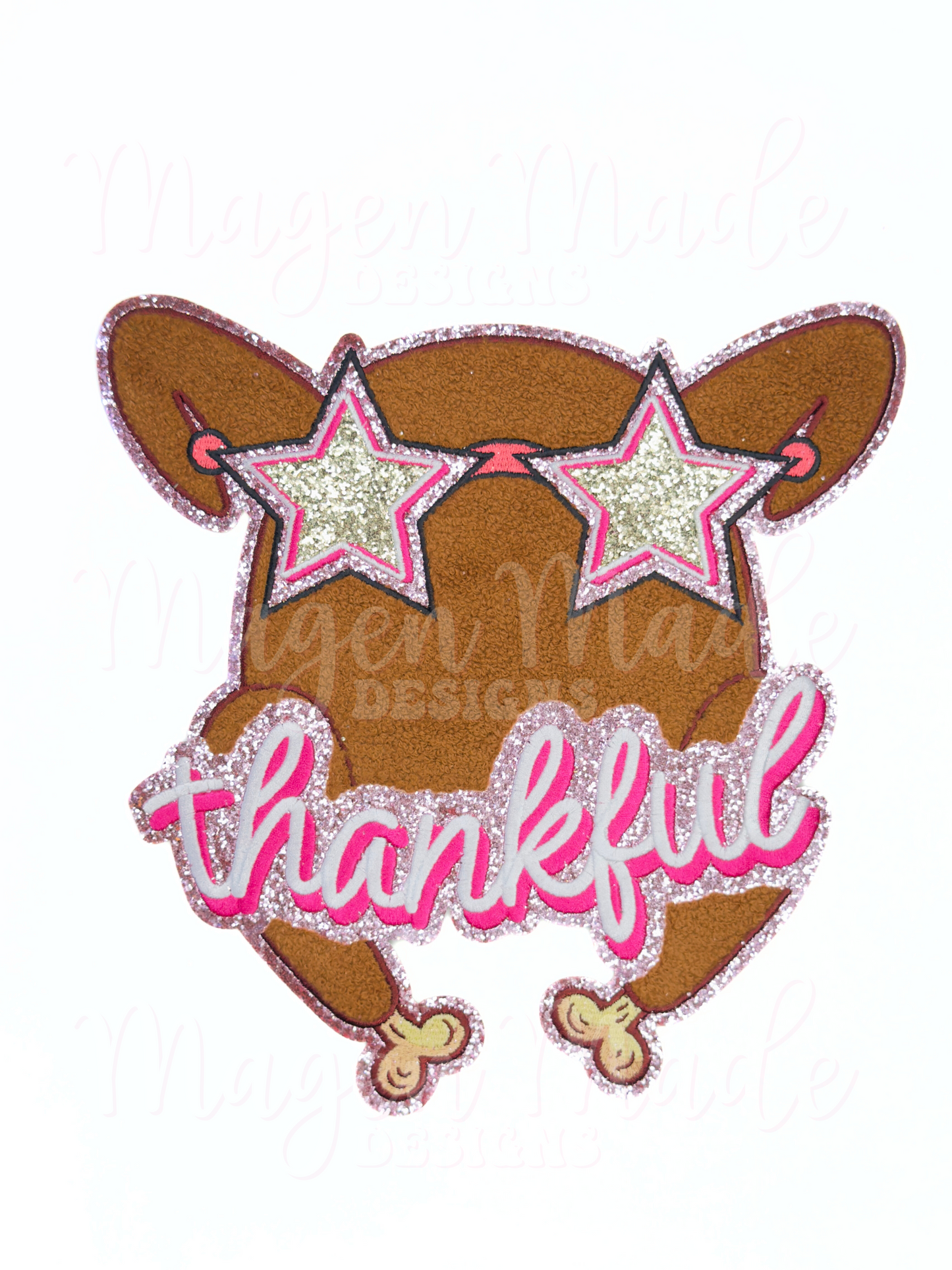 Thankful Turkey Chenille and Glitter Patch