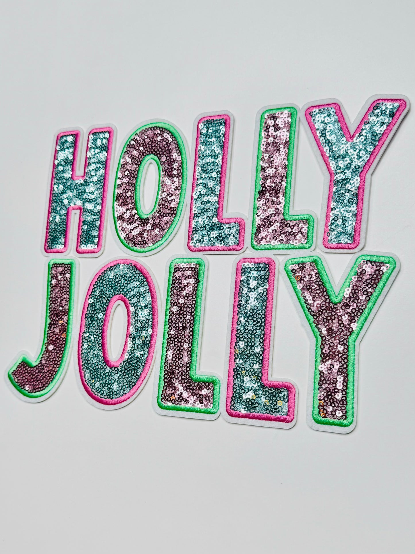 Pink Holly Jolly Sequins Patch