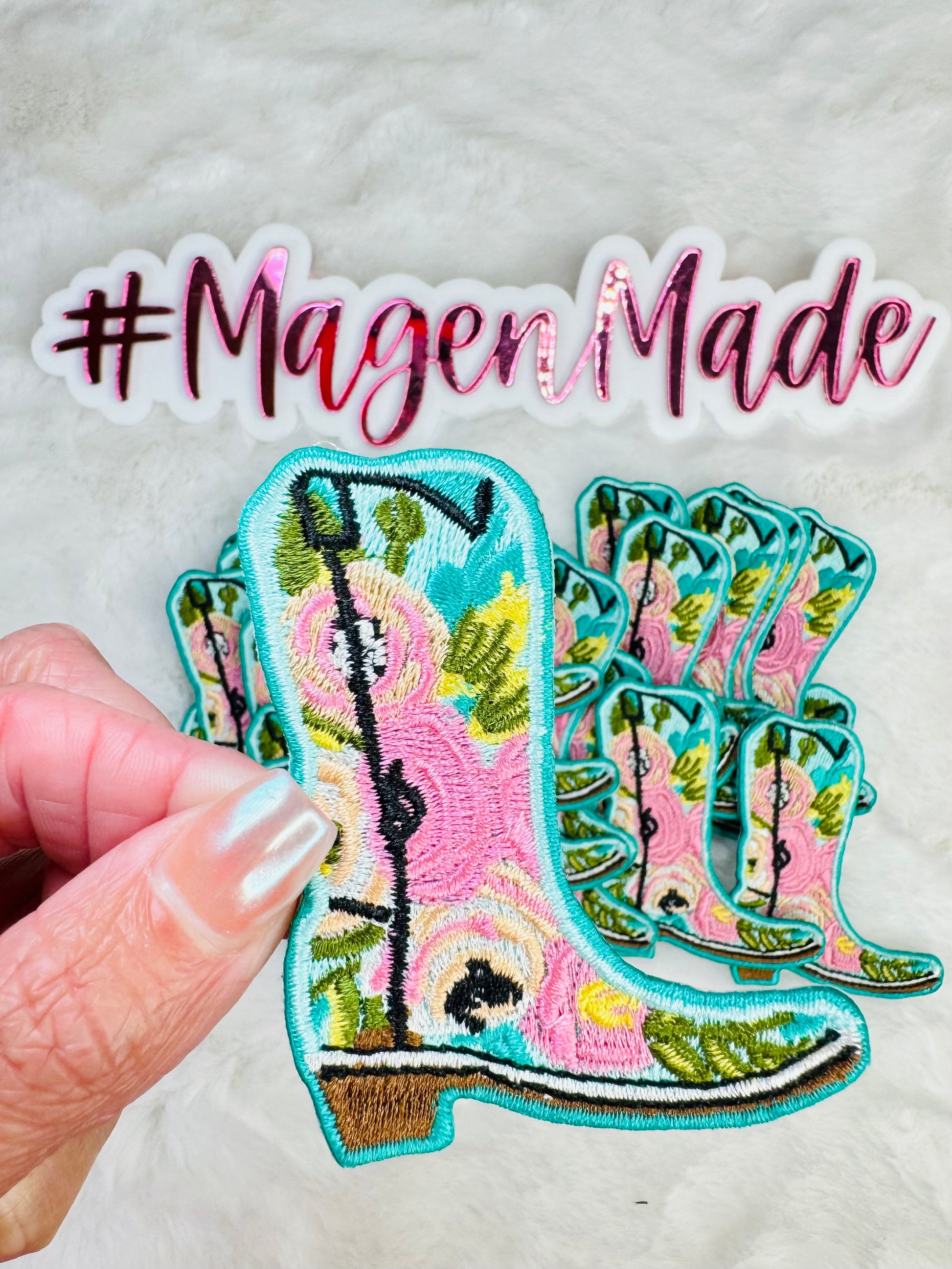 Floral Boot Embroidered Patch